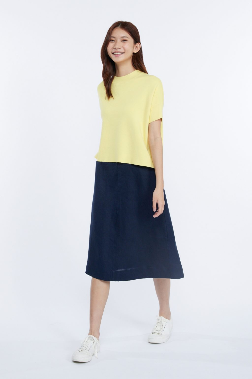 Wide Cut Knit Top - Canary