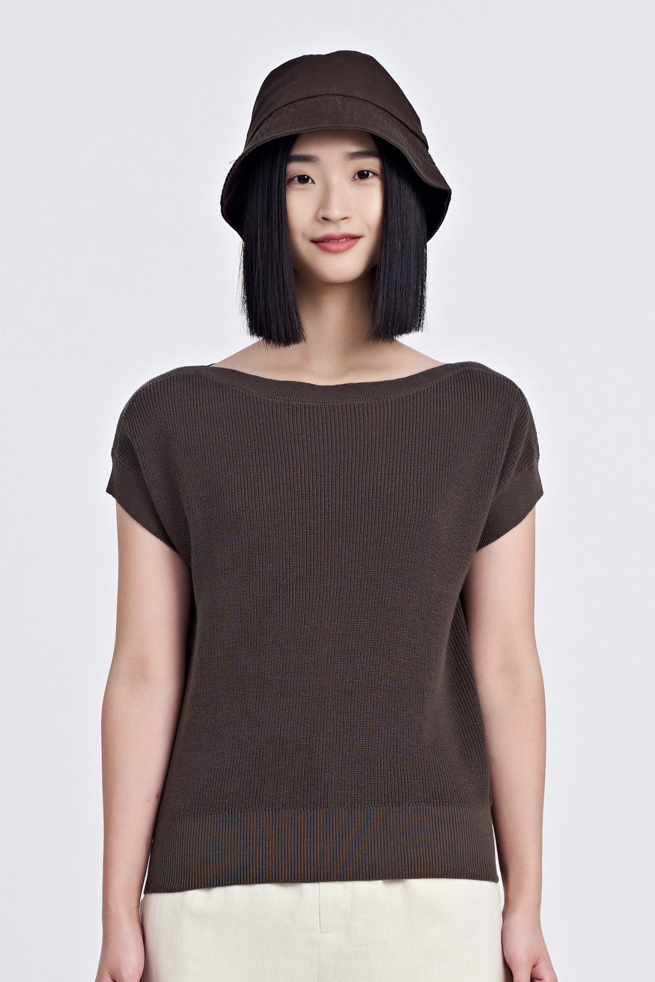 Knitted Wide Neck Top