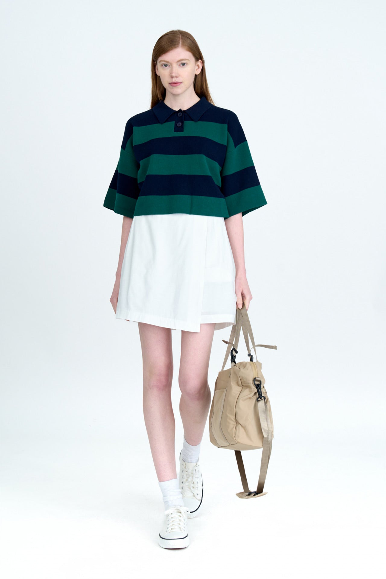 Knitted Striped Rugby Sweater - Striped Forest