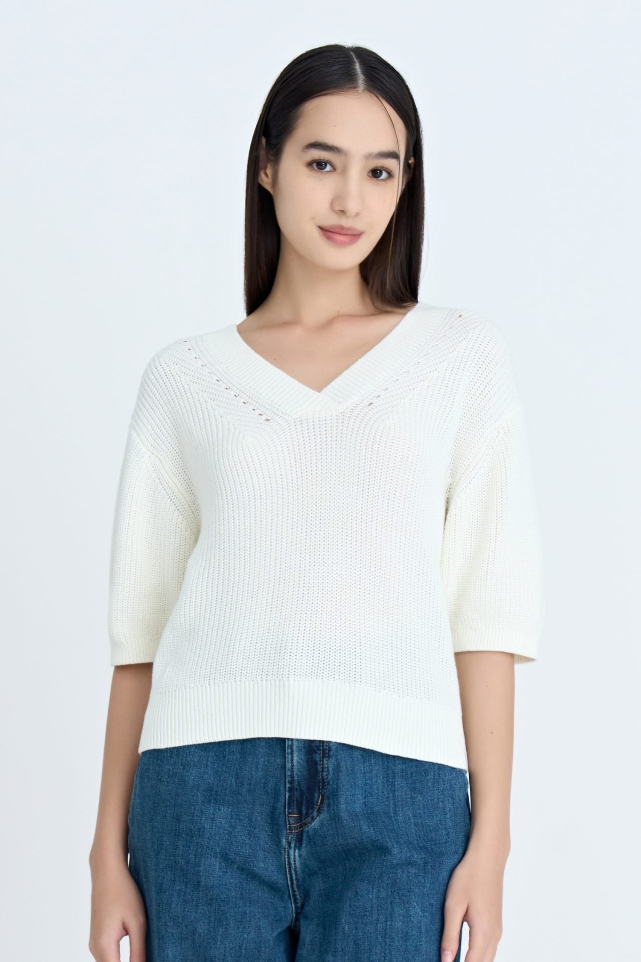 Knitted V-Neck Top