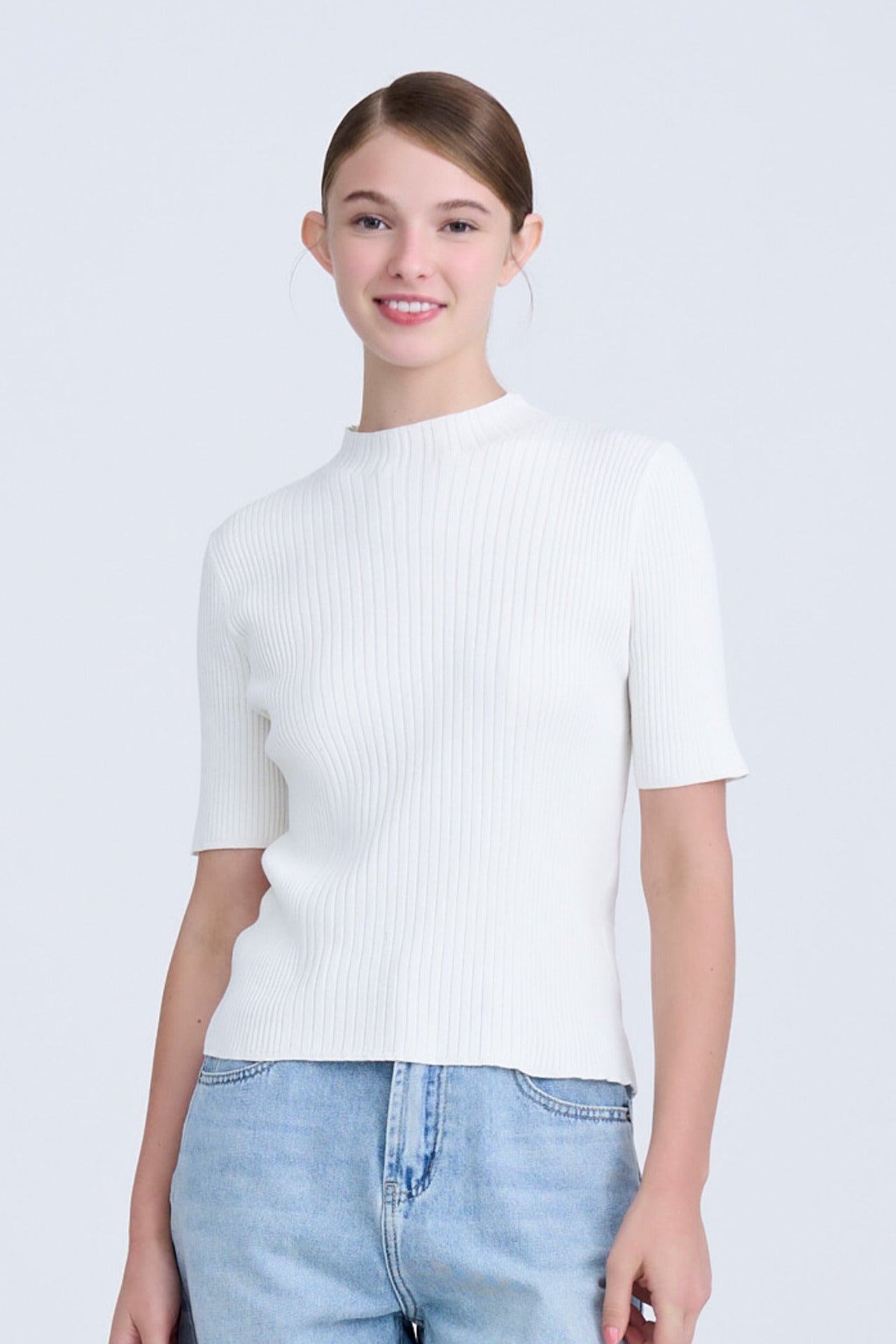 Knitted Ribbed Top - Cream