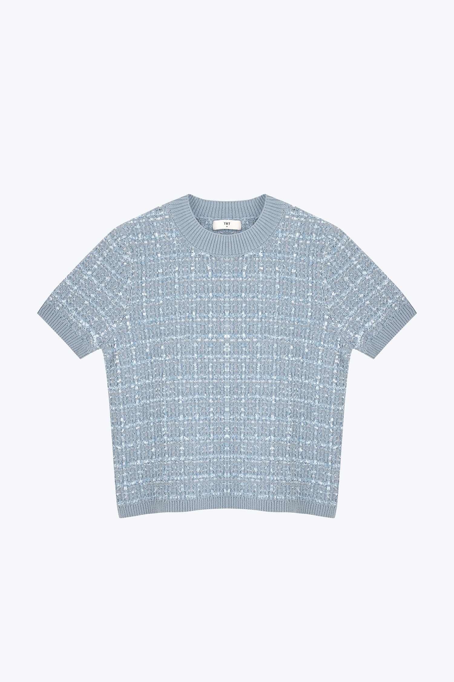 Knitted Tweed Top - Dusty Blue