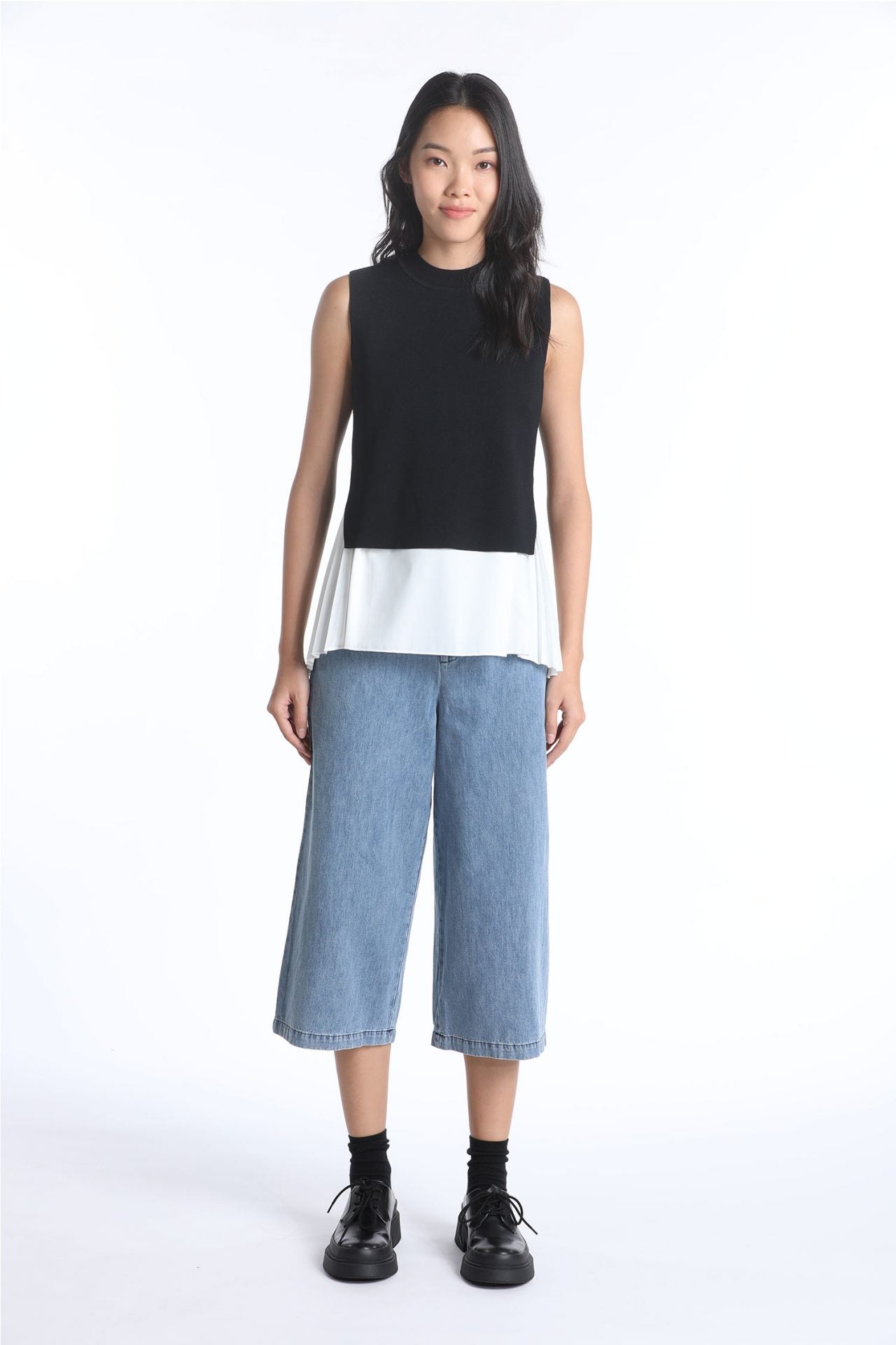 Knitted Two-Piece Pleated Top