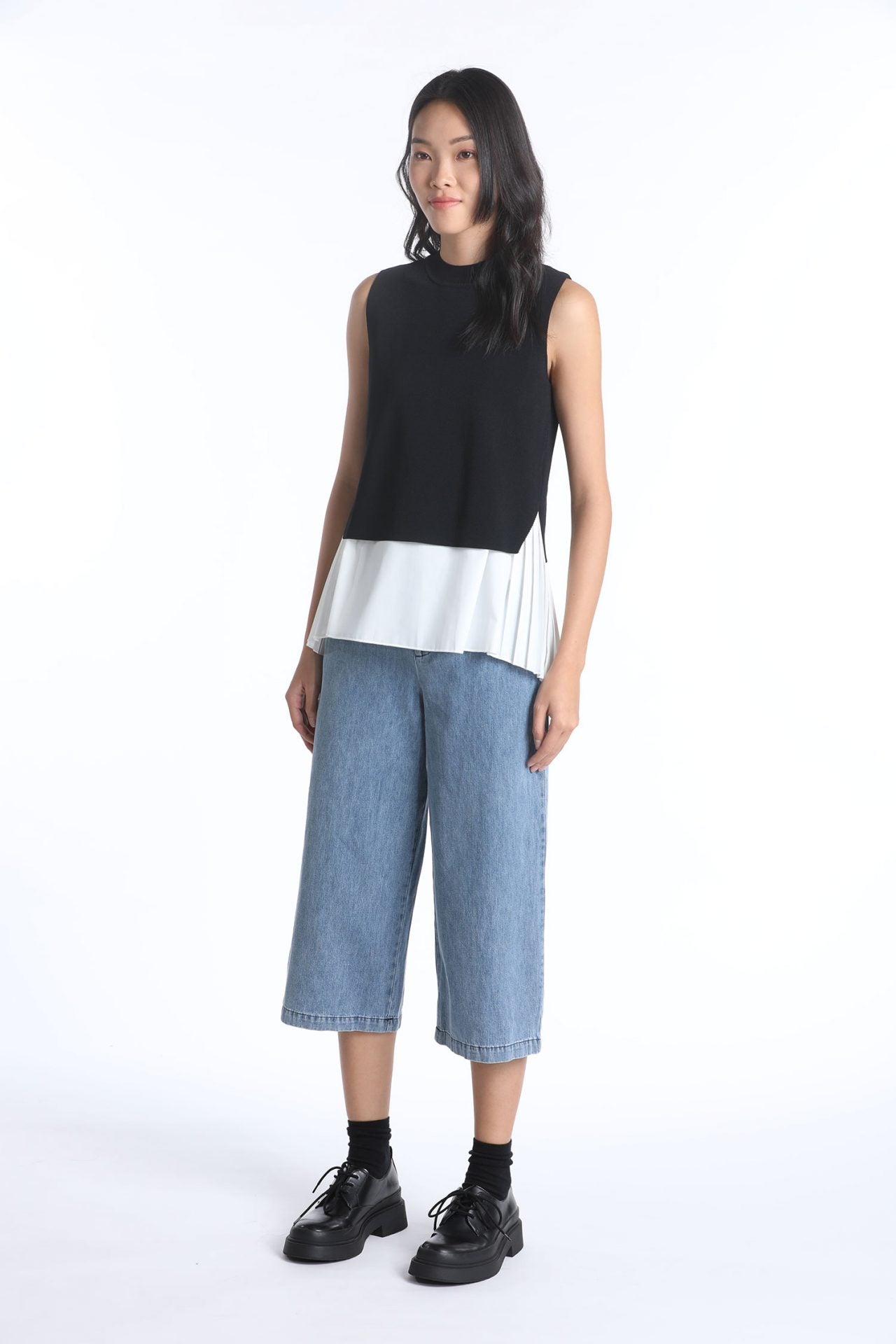 Knitted Two-Piece Pleated Top