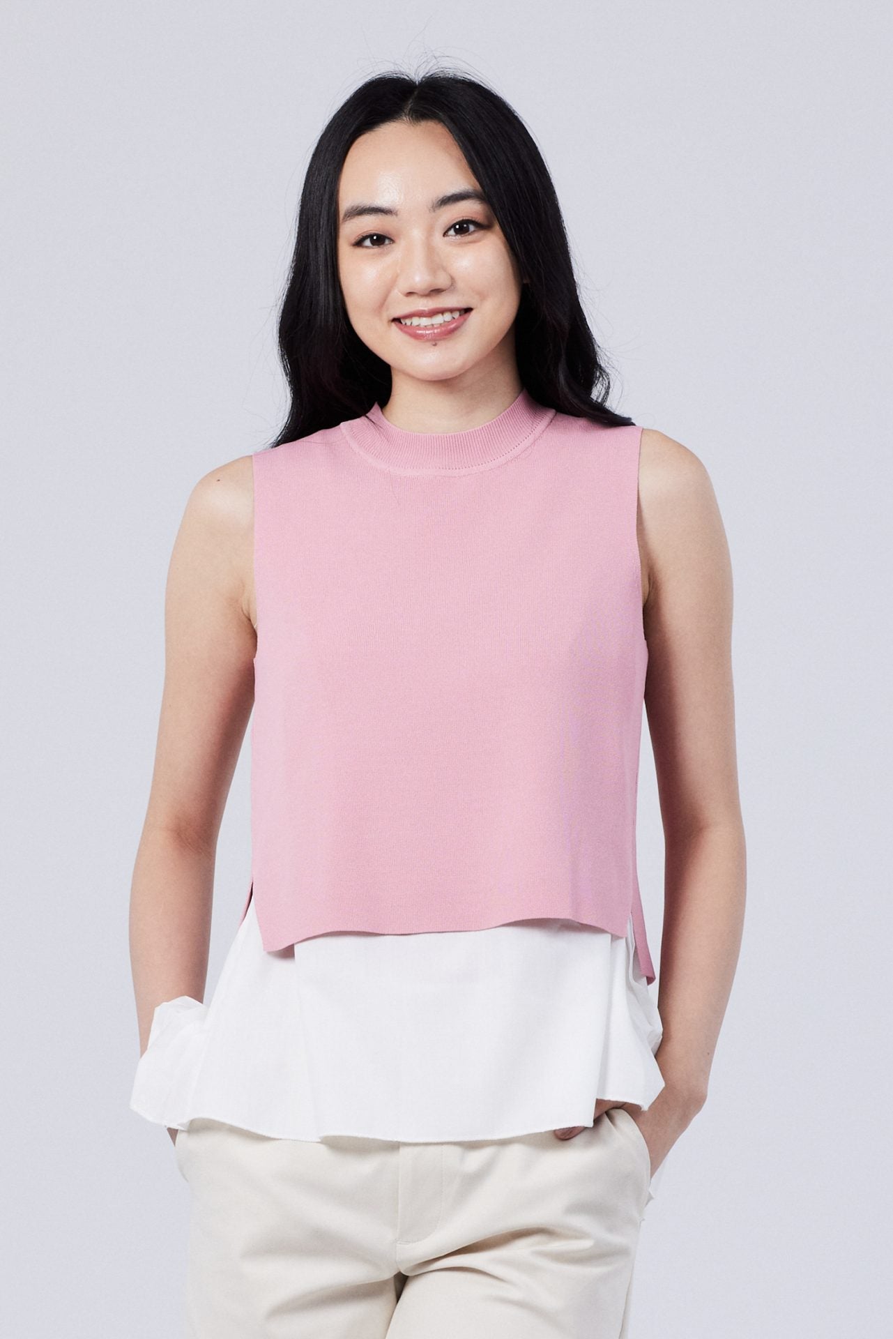 Knitted Two-Piece Pleated Top