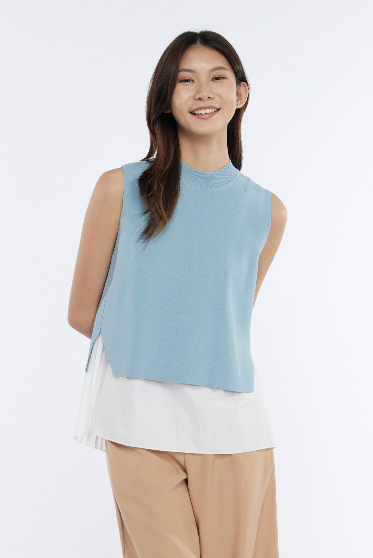 Knitted Two-Piece Pleated Top