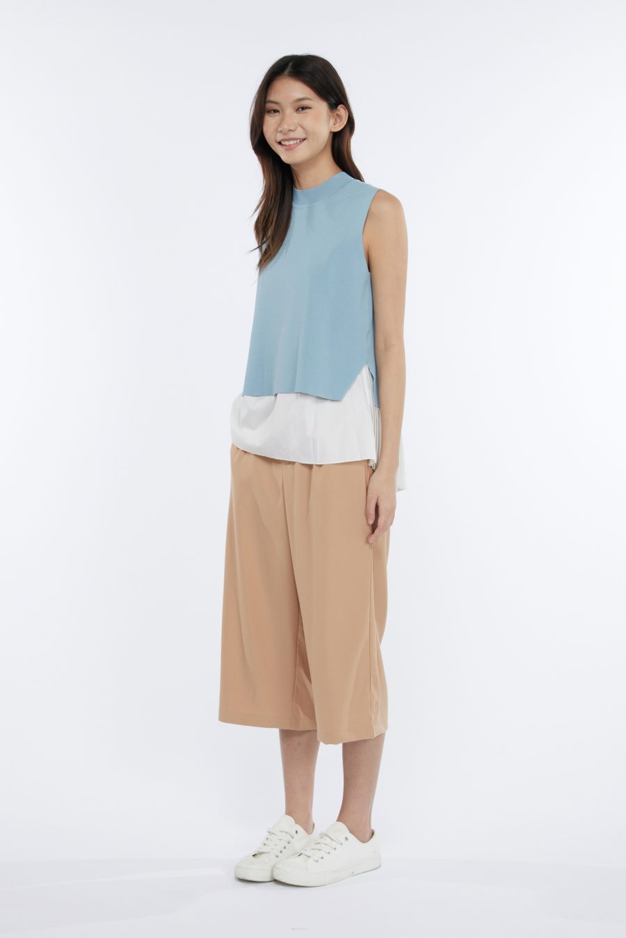 Knitted Two-Piece Pleated Top