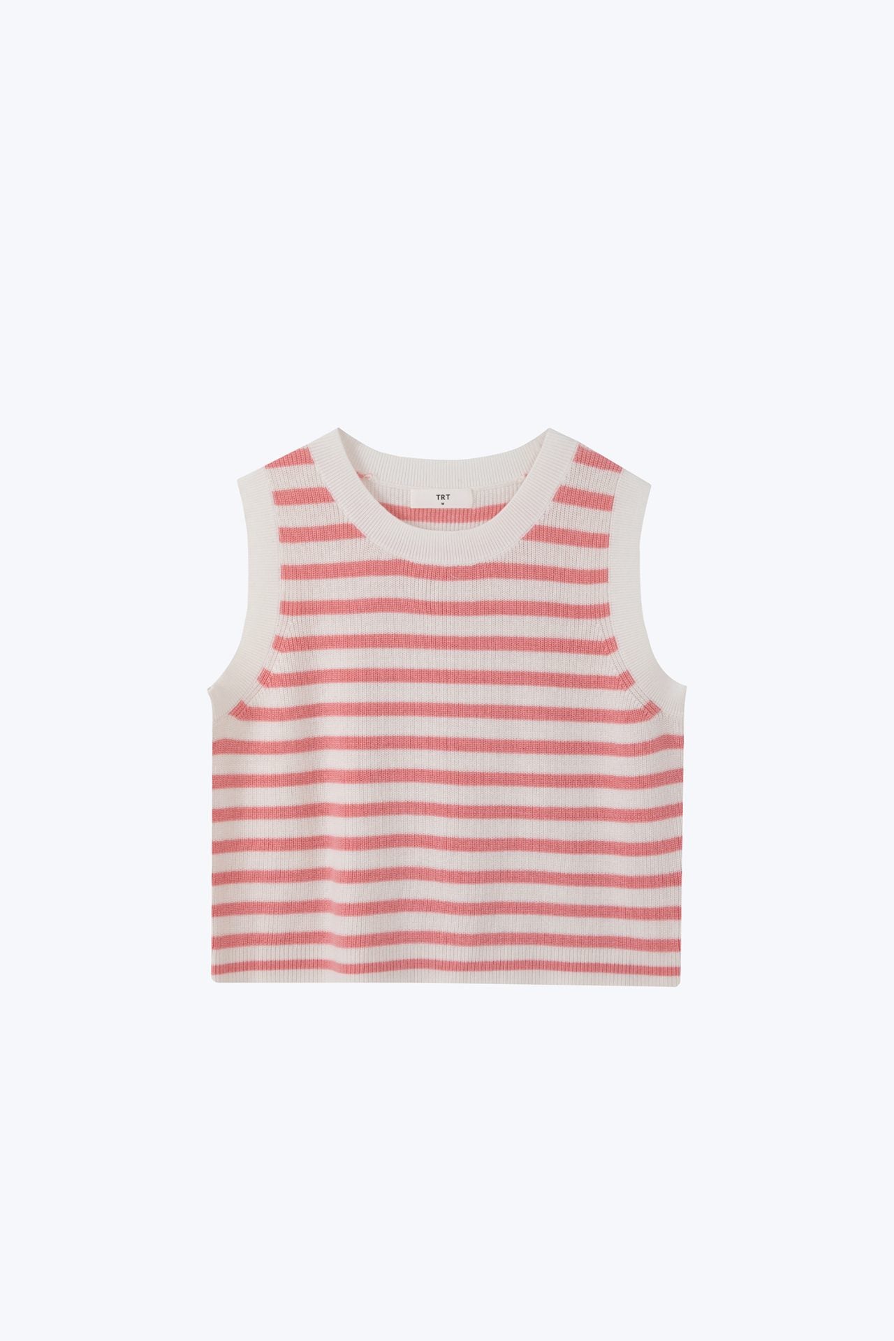 Knitted Striped Cropped Top - Salmon