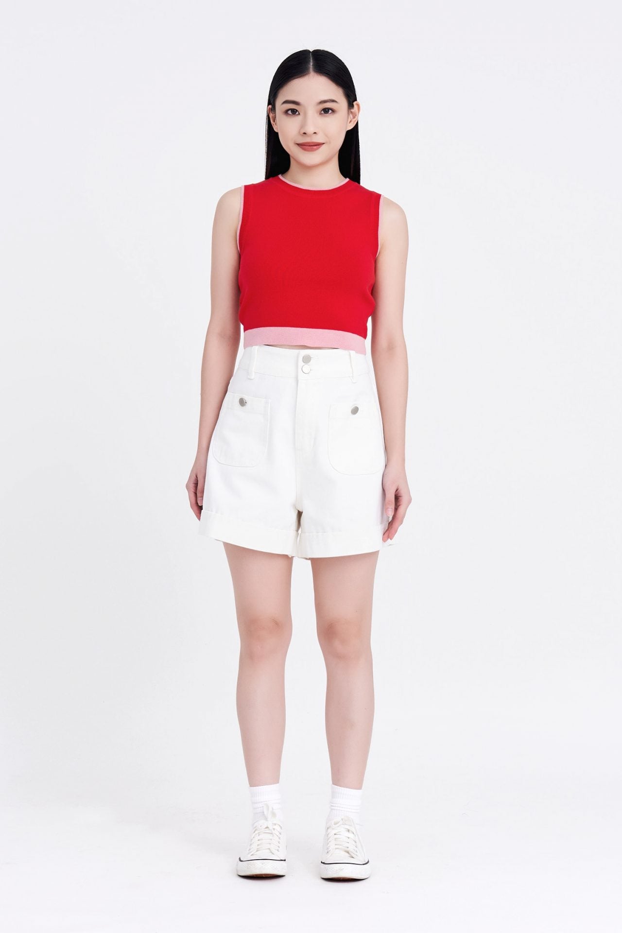 Knitted Colourblock Cropped Top