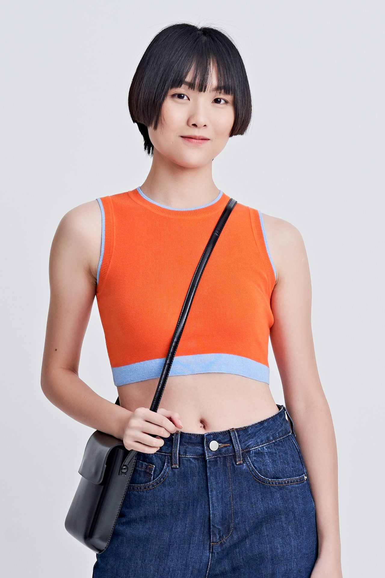 Knitted Colourblock Cropped Top