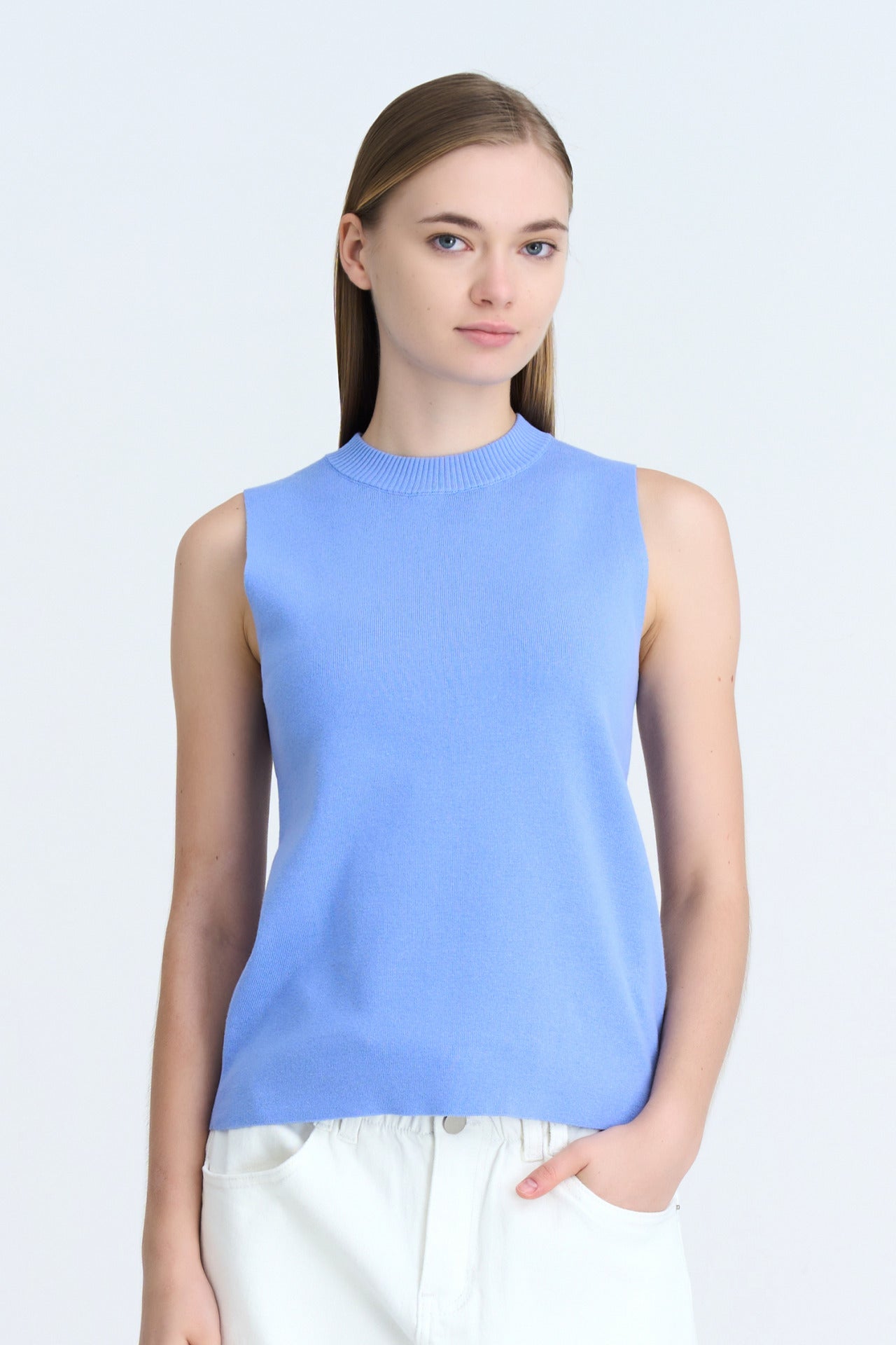 Knit Regular Sleeveless Top - Periwinkle