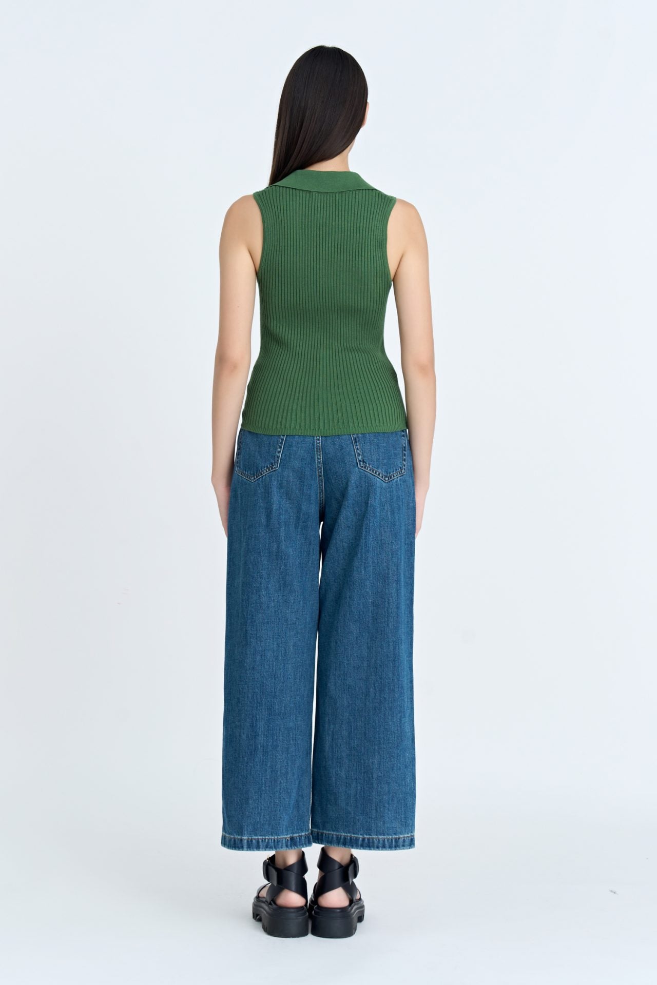 Knitted Sleeveless Top - Hunter Green