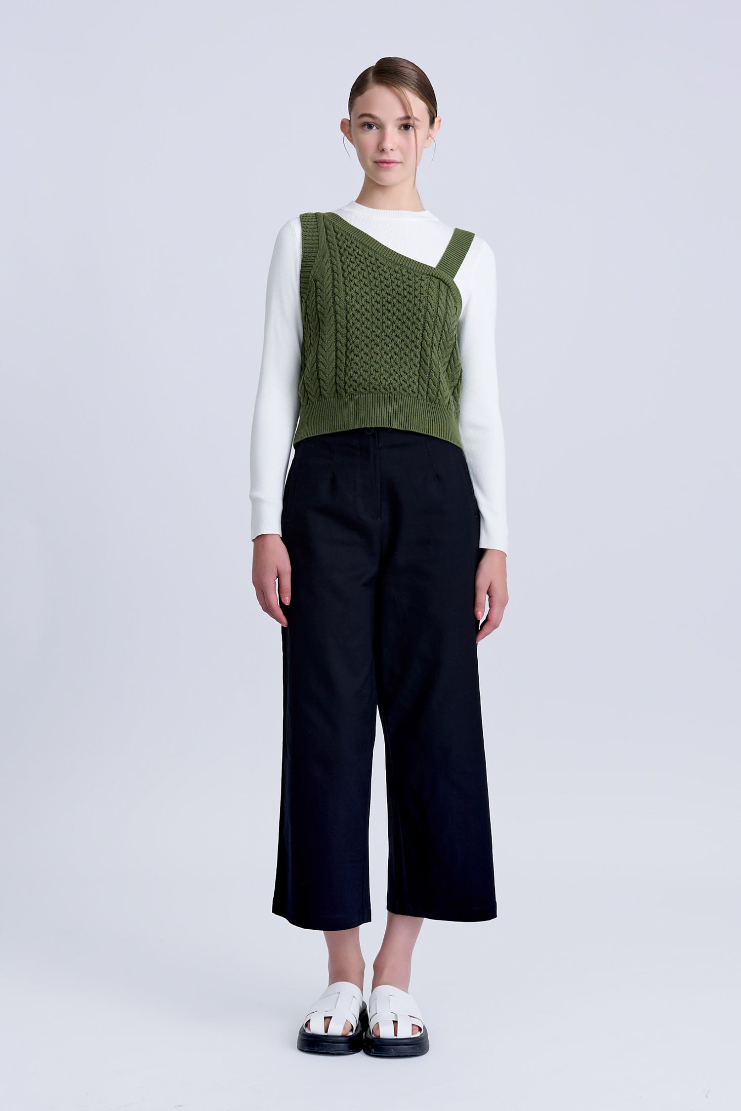 Asymmetric Cable Knit Top