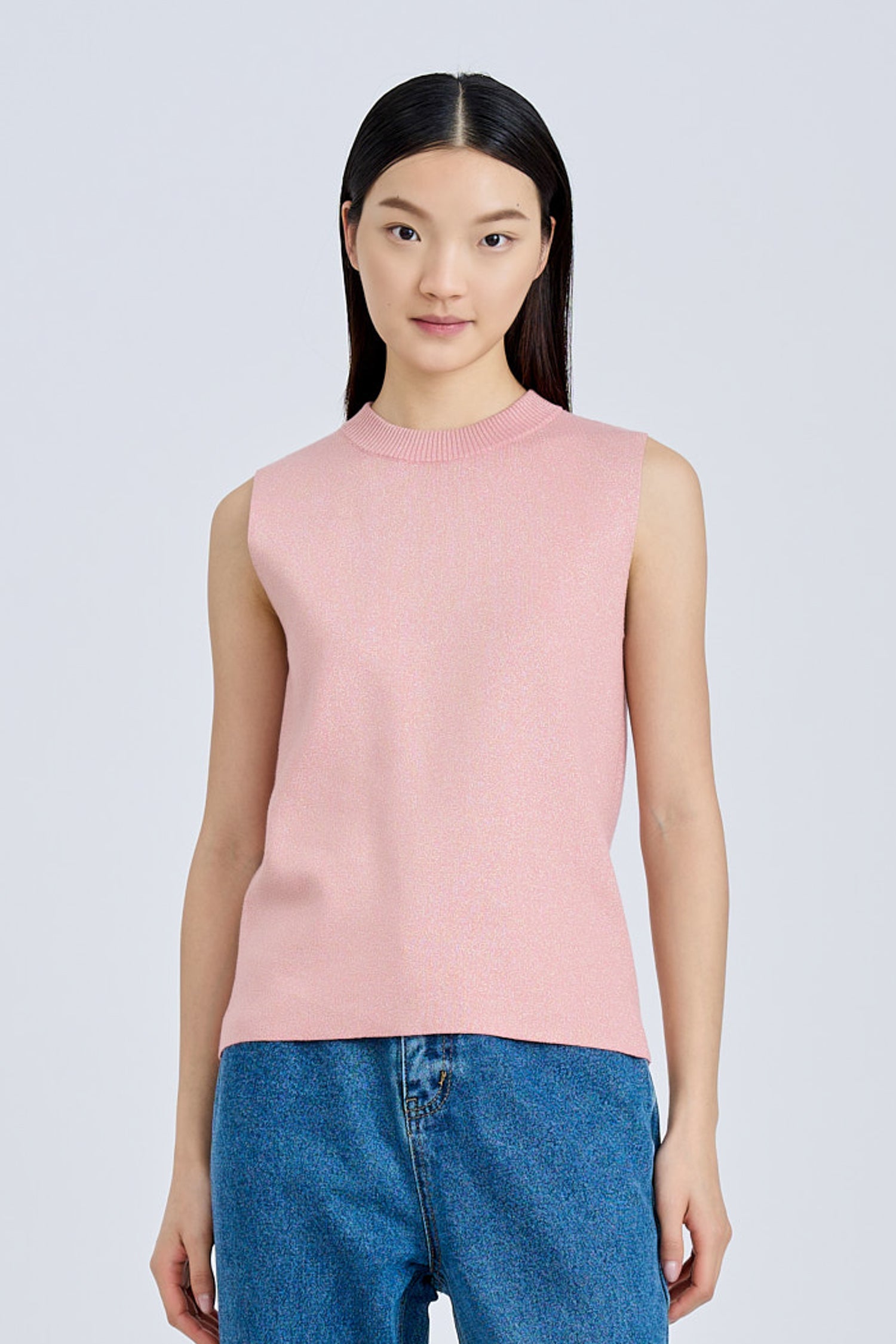 Knitted Sleeveless Shimmer Top - Shimmer Blush