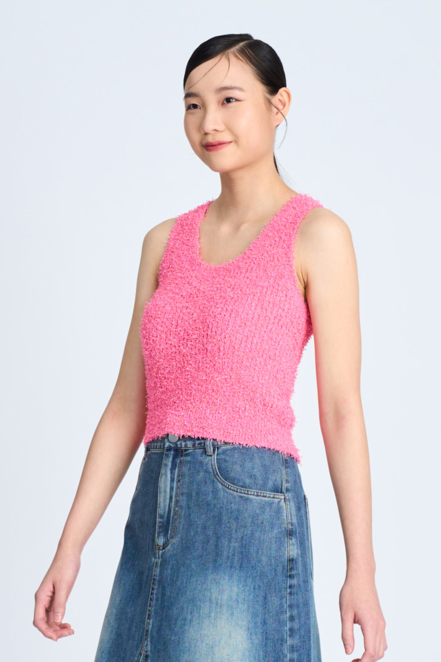 Knitted Furry Top - Blush