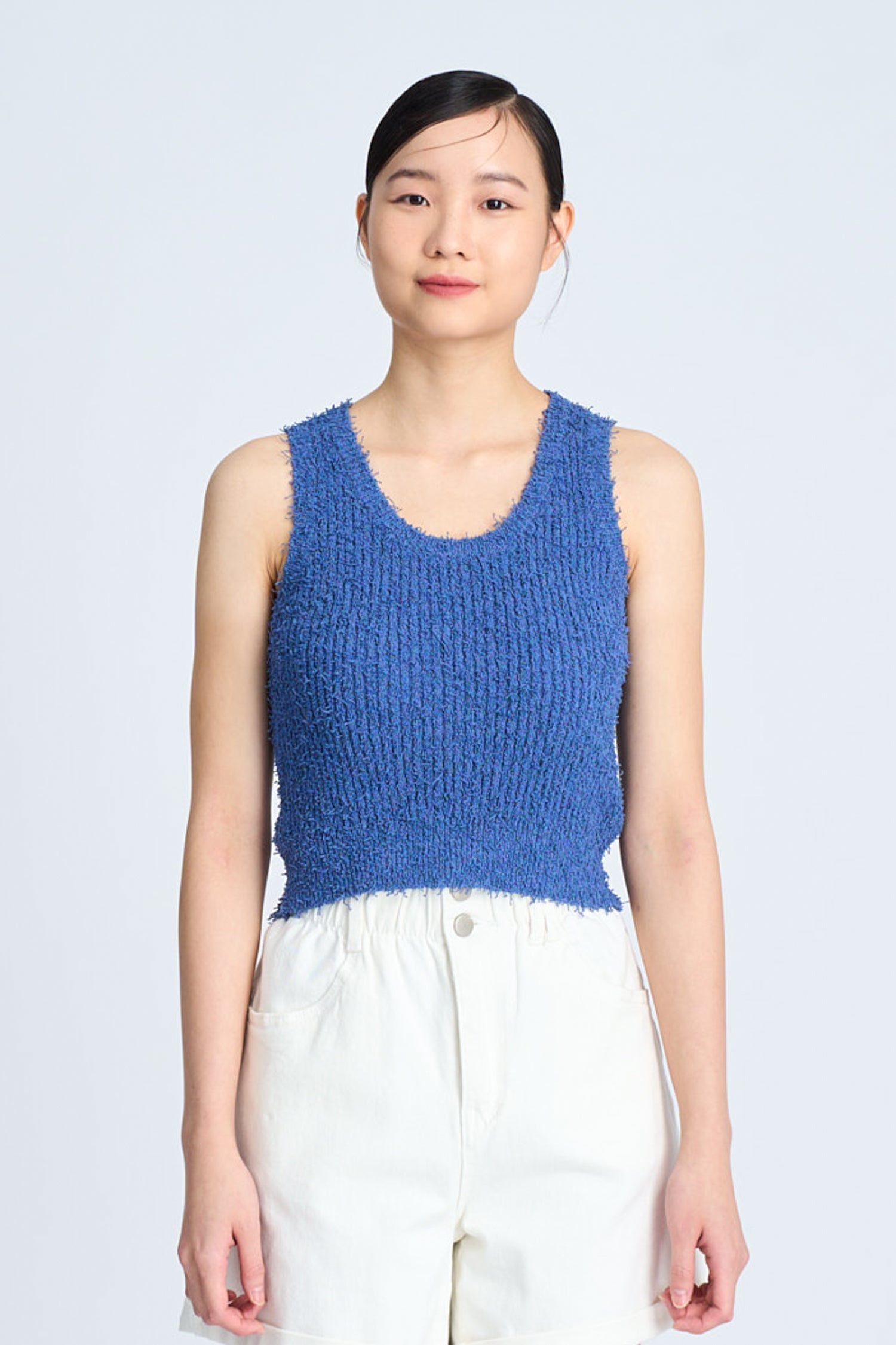 Knitted Furry Top - Denim