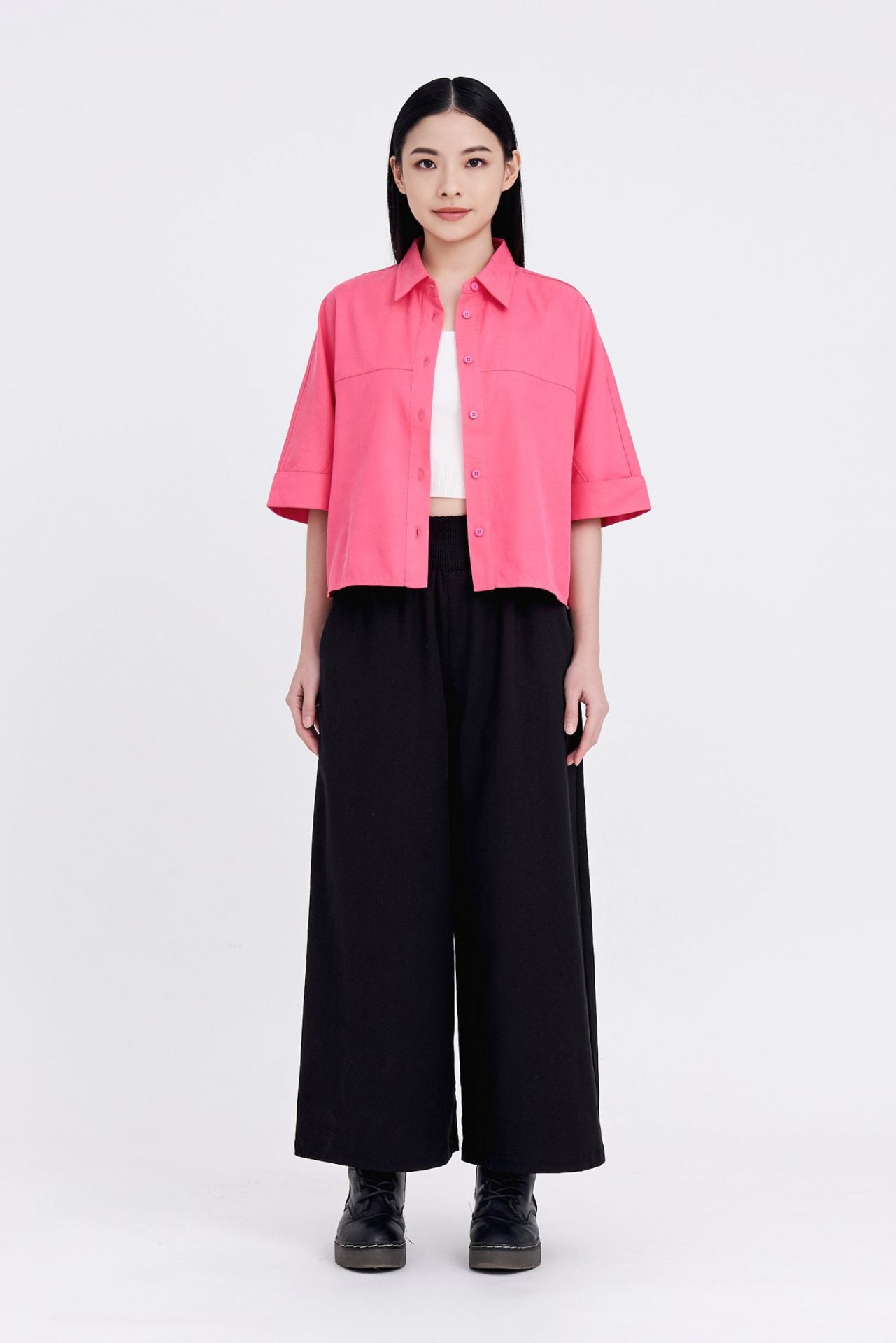 Smocked Waist Pants - Black