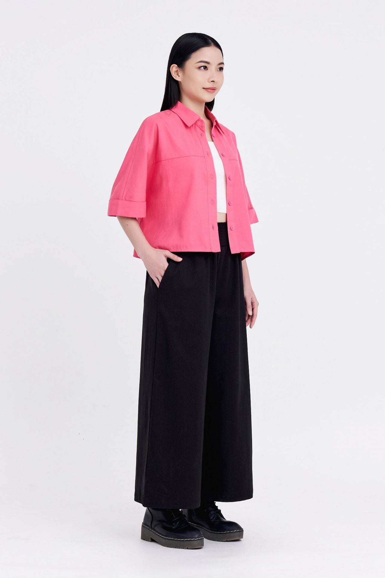 Smocked Waist Pants - Black