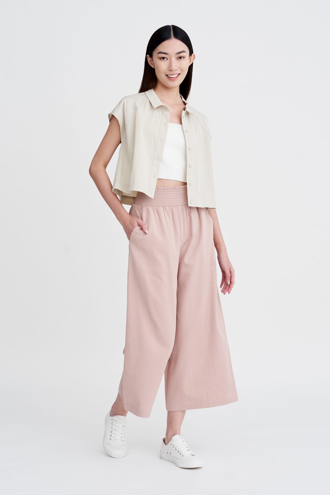 Smocked Waist Pants - Blush