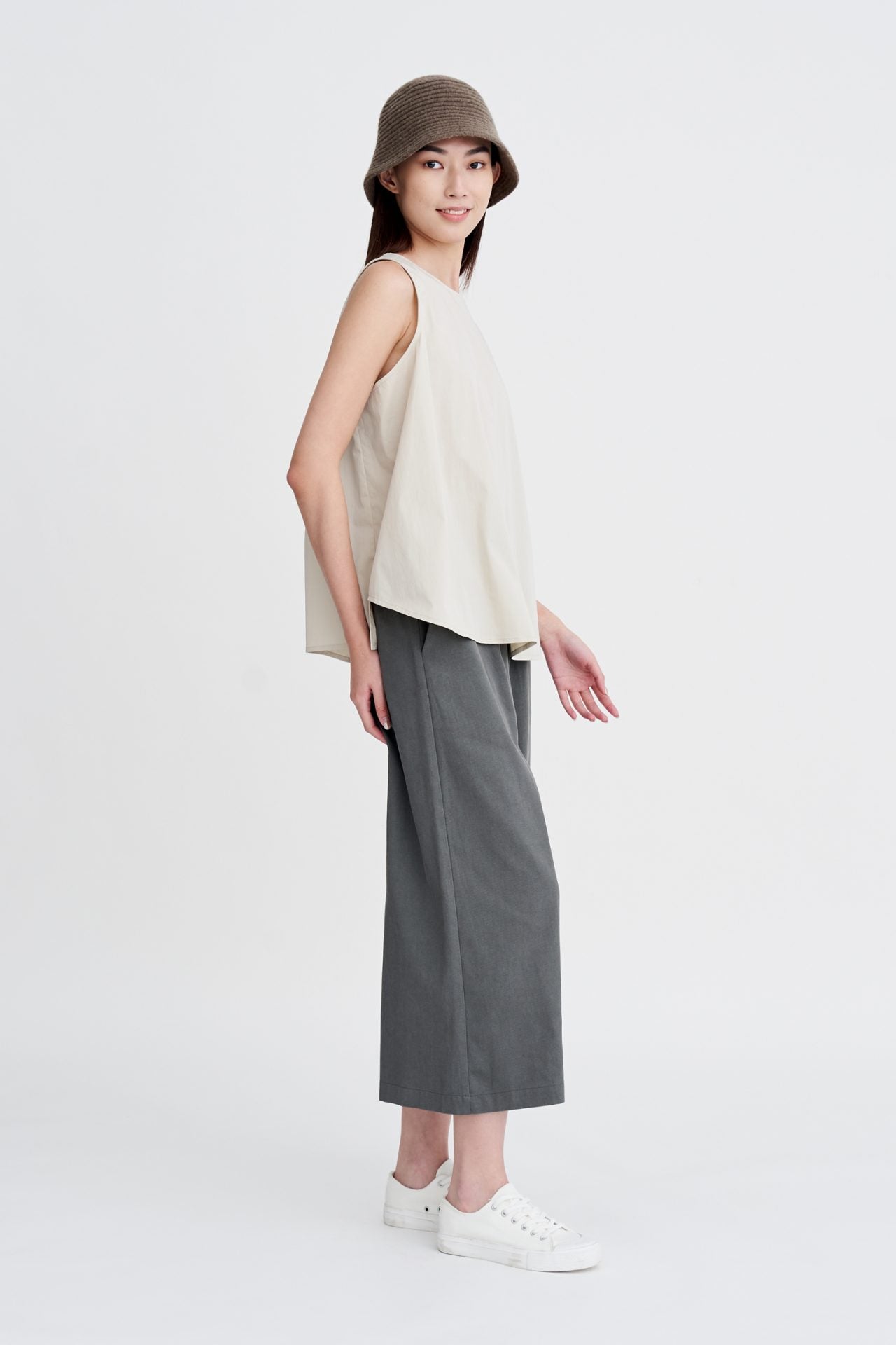 Smocked Waist Pants - Dark Moss