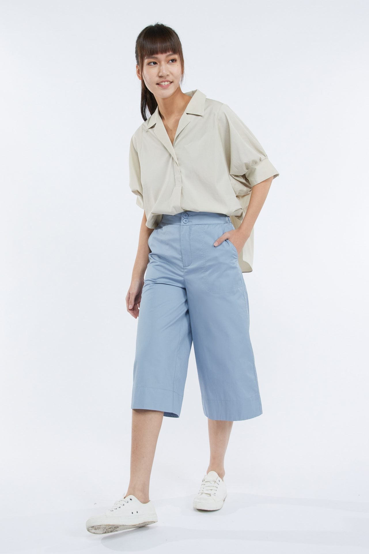 Cotton Front Fly Culottes