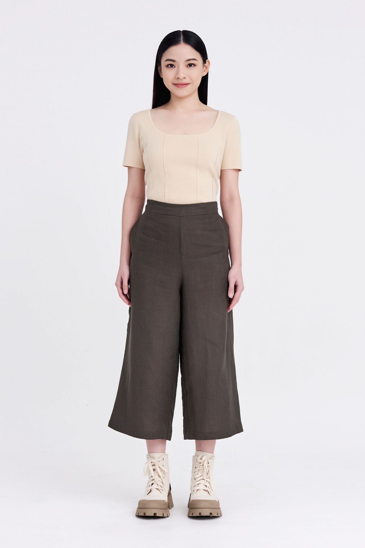 Linen Frt Fly Culottes