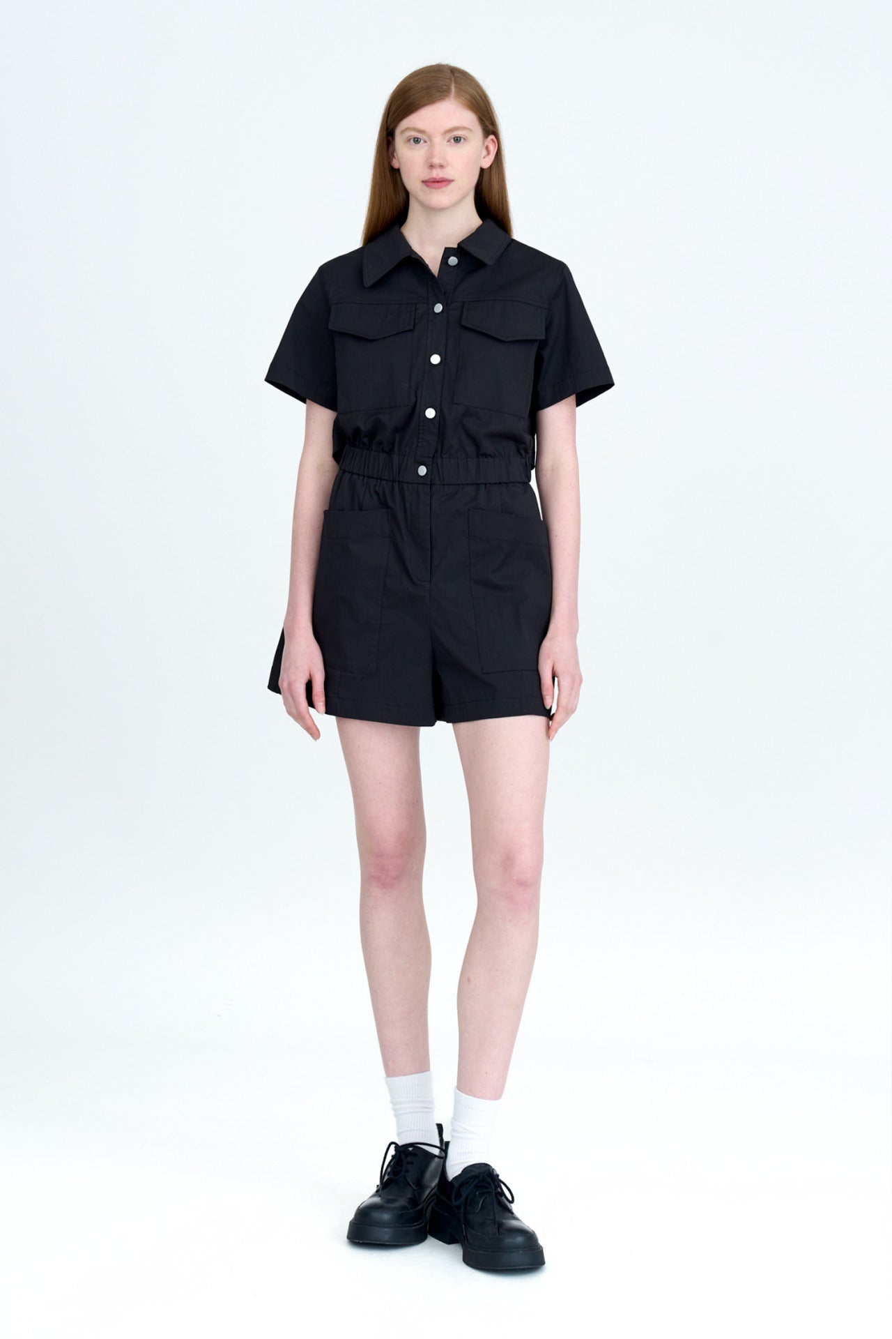 Patch Pocket Romper - Black