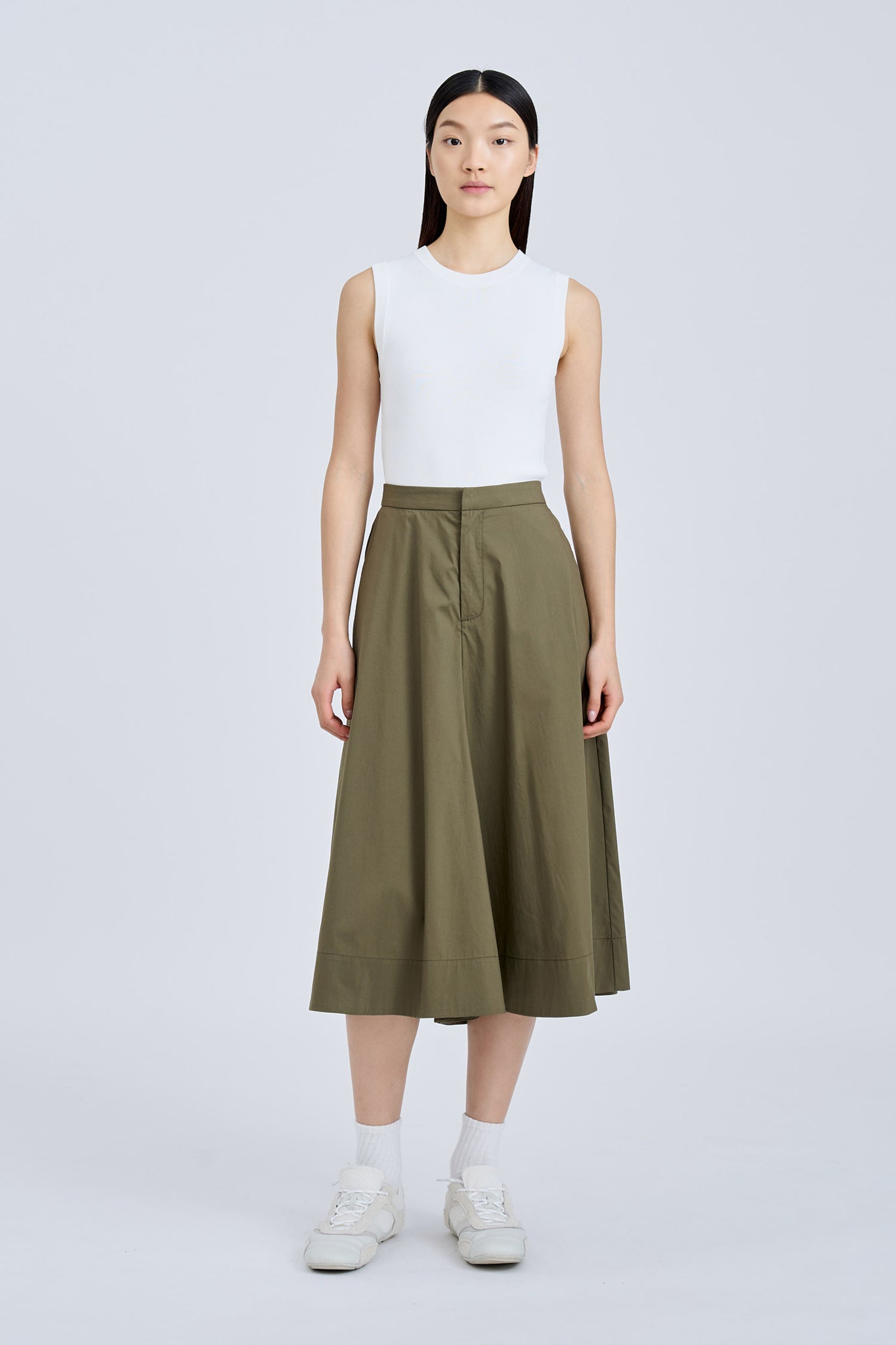 Wide-Legged Culottes - Khaki Green