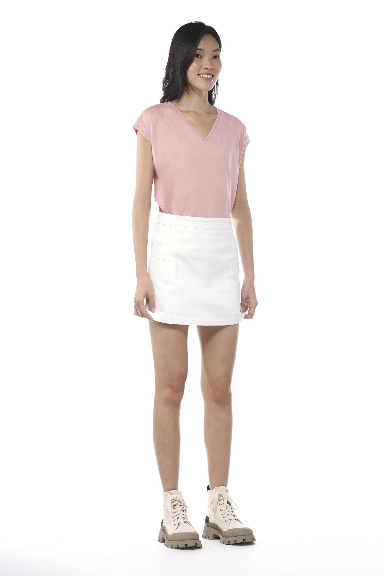 Cotton Patch Pocket Skirt - Cream