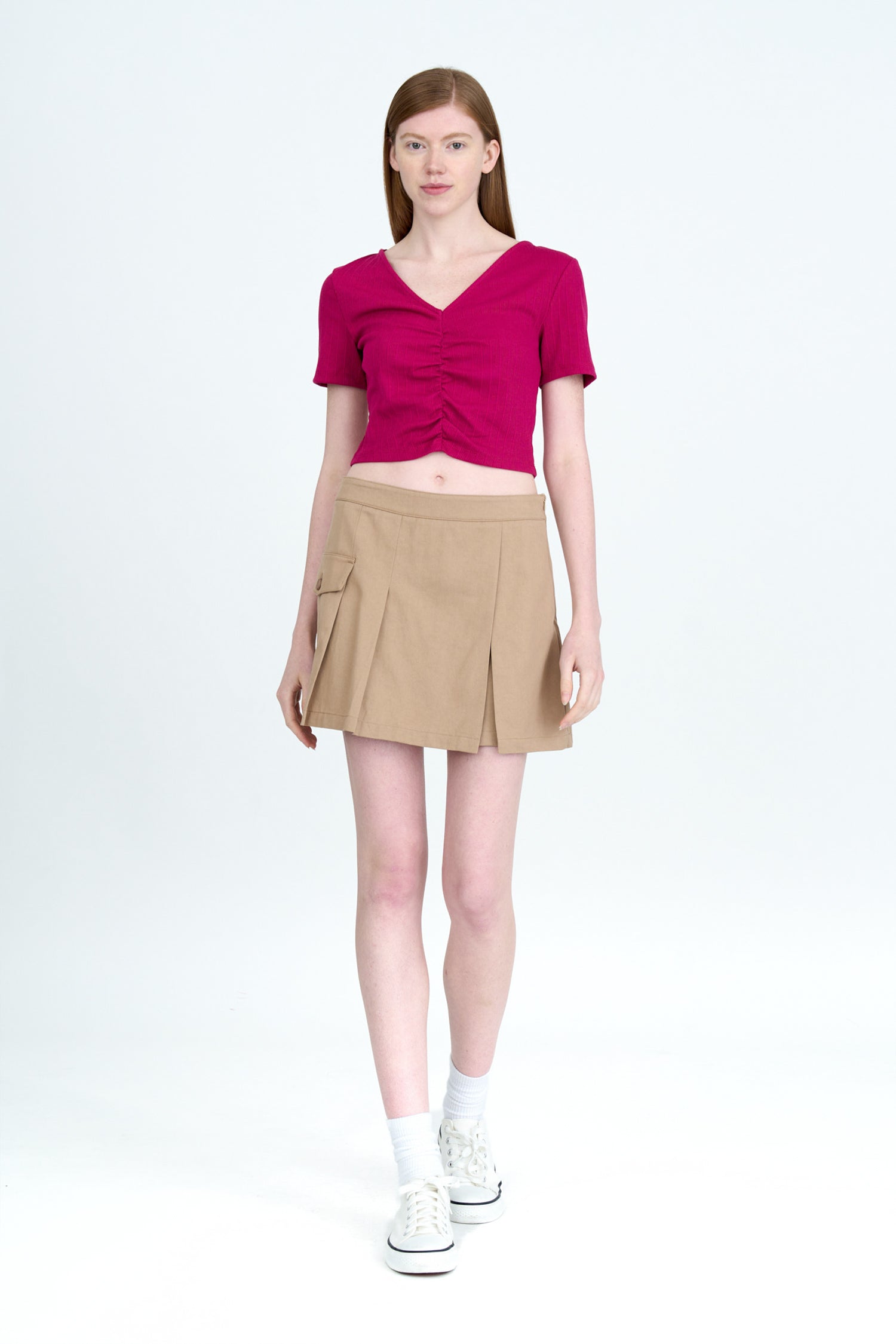 Pleated Skort - Khaki