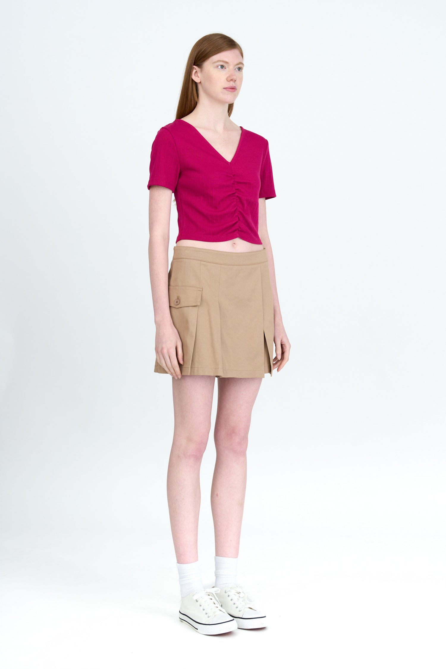 Pleated Skort - Khaki