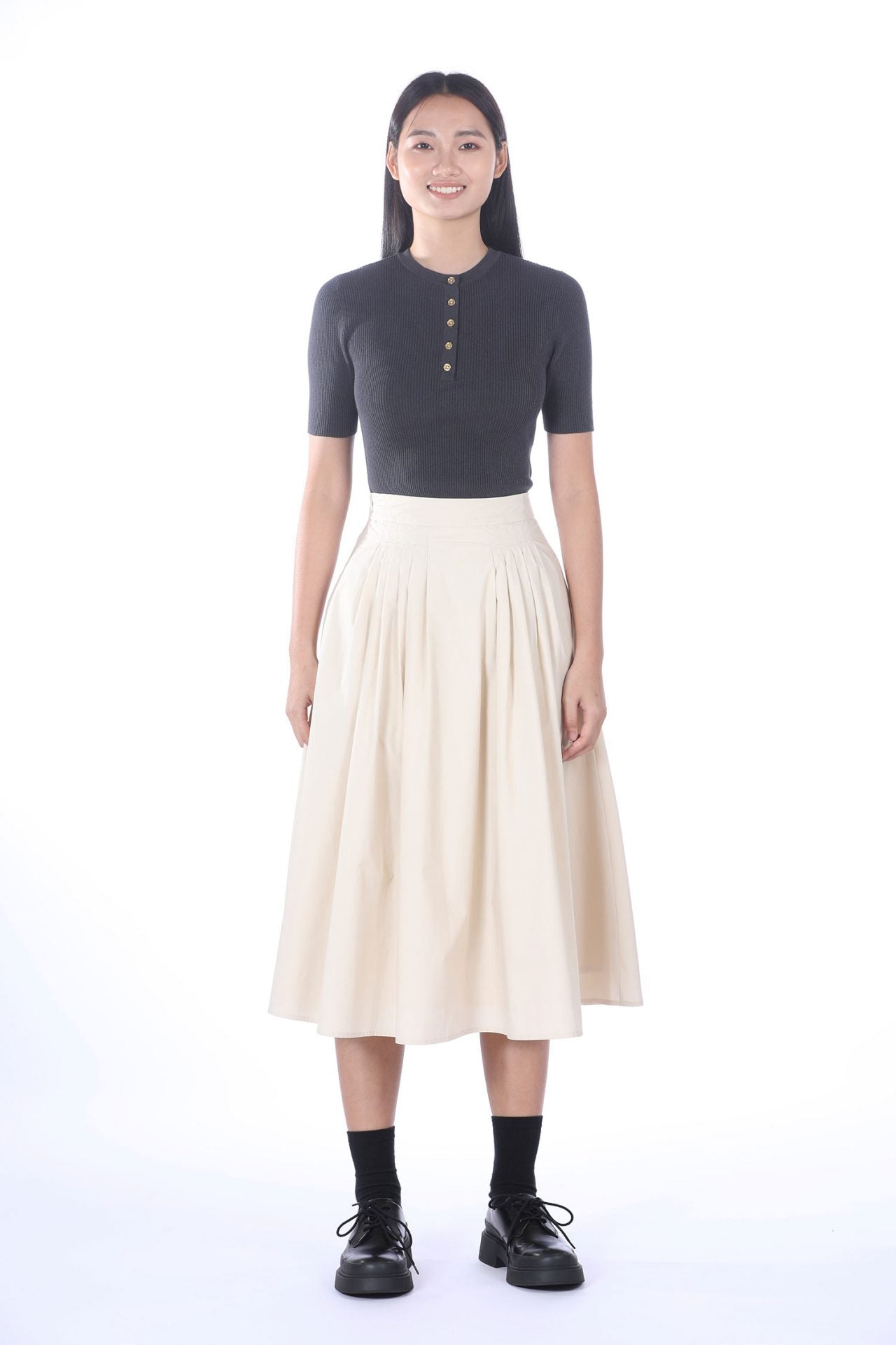 Cotton Pleated Skirt