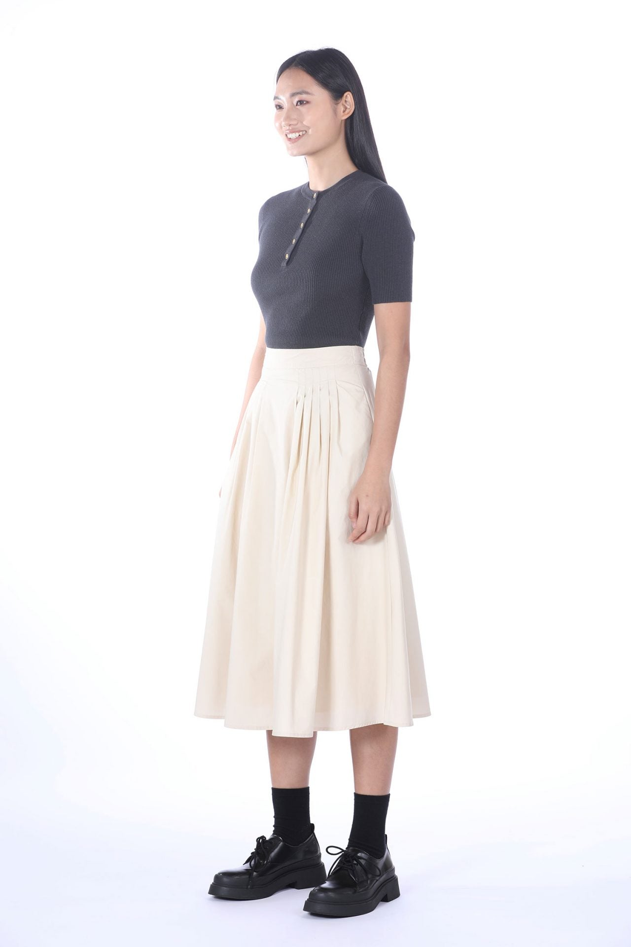 Cotton Pleated Skirt