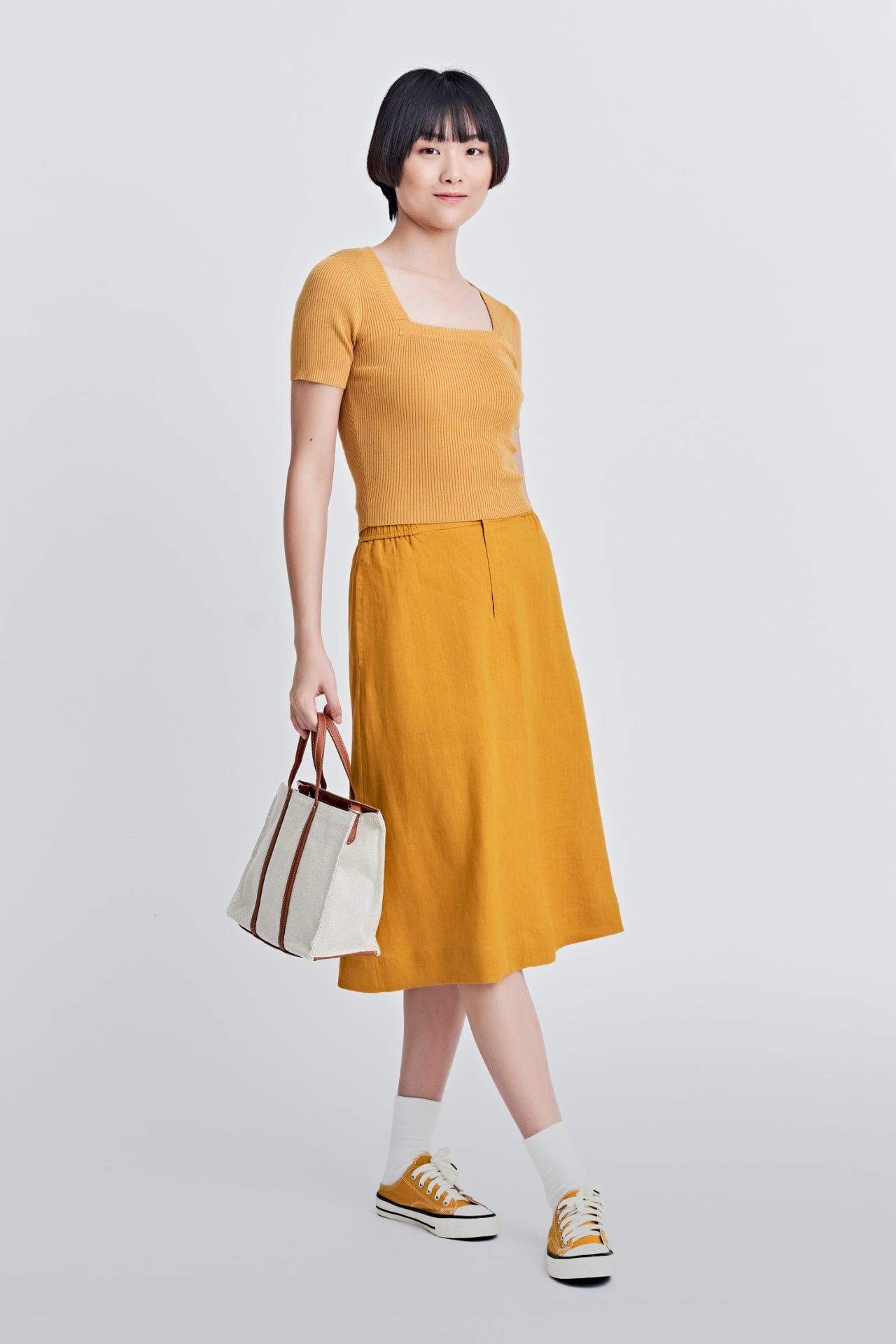 Linen Front Fly Skirt