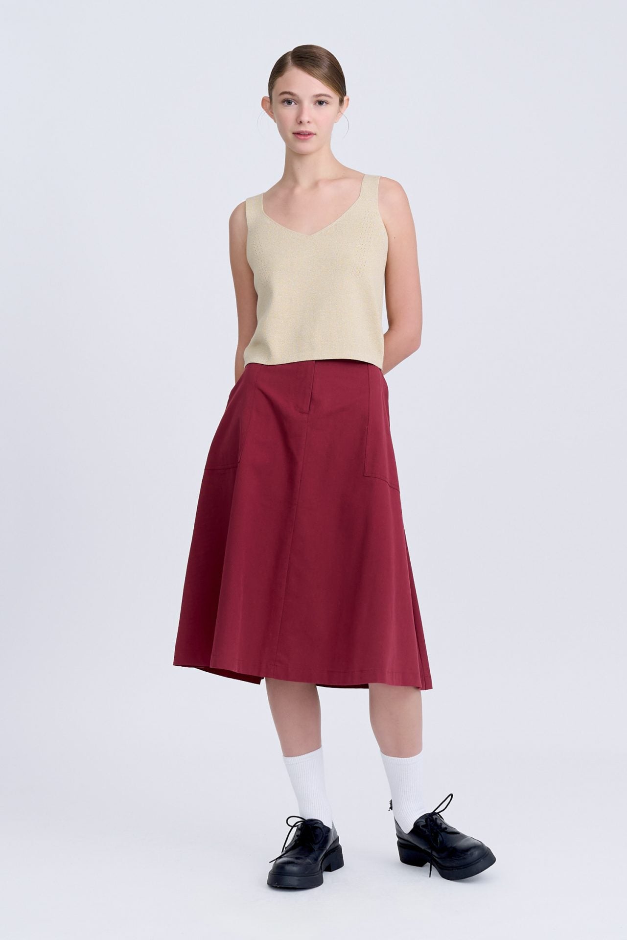 Front Fly Skirt - Burgundy