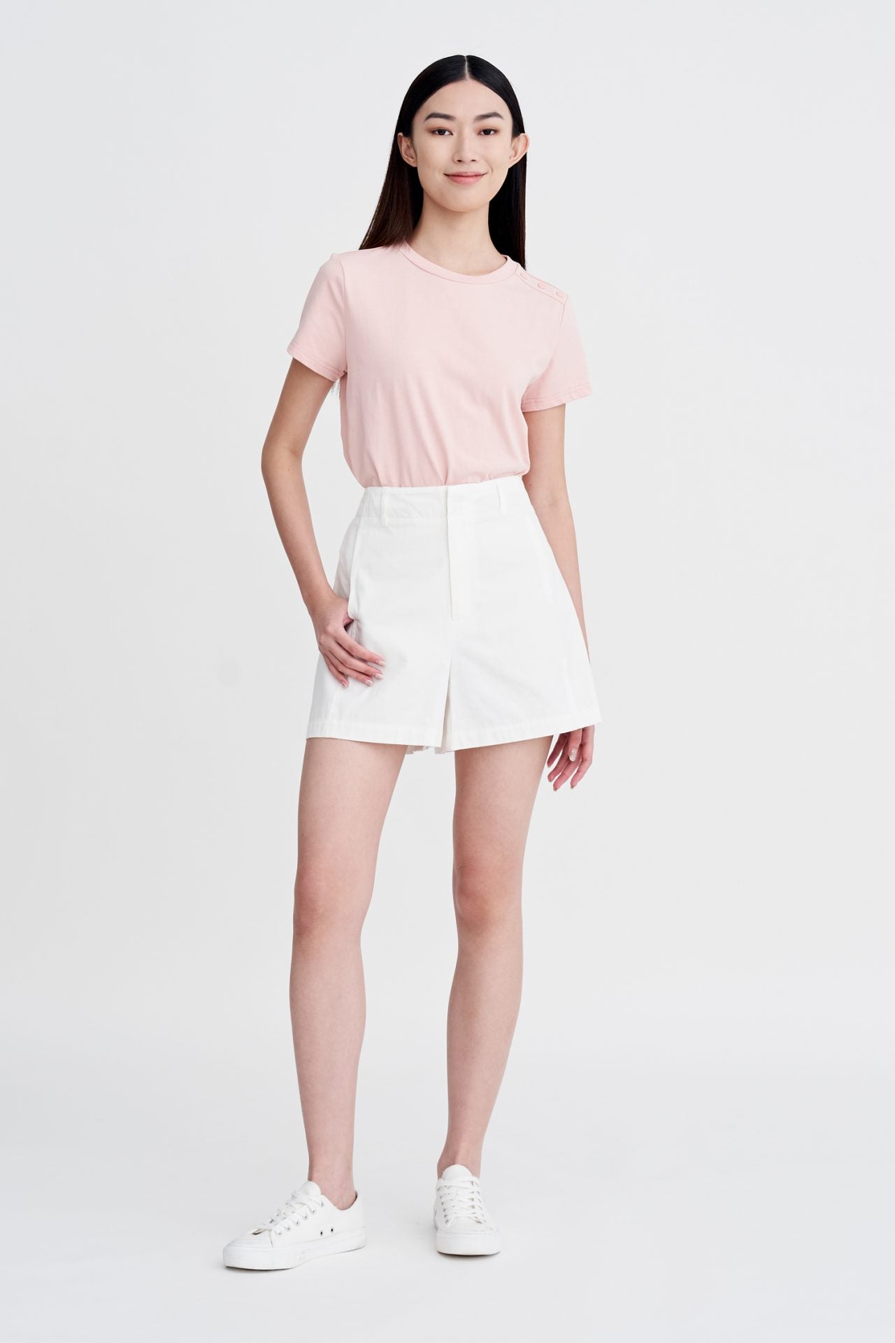 Shoulder Button Tee - Blush