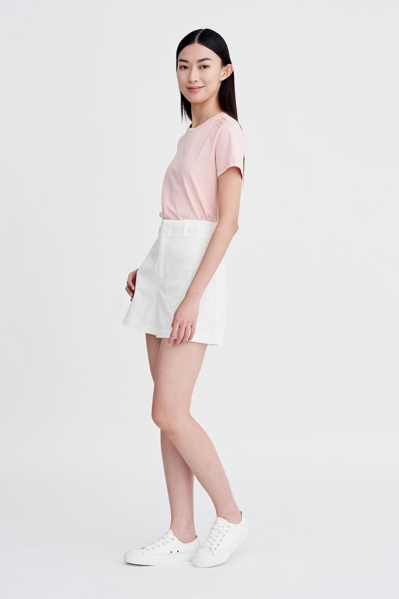 Shoulder Button Tee - Blush