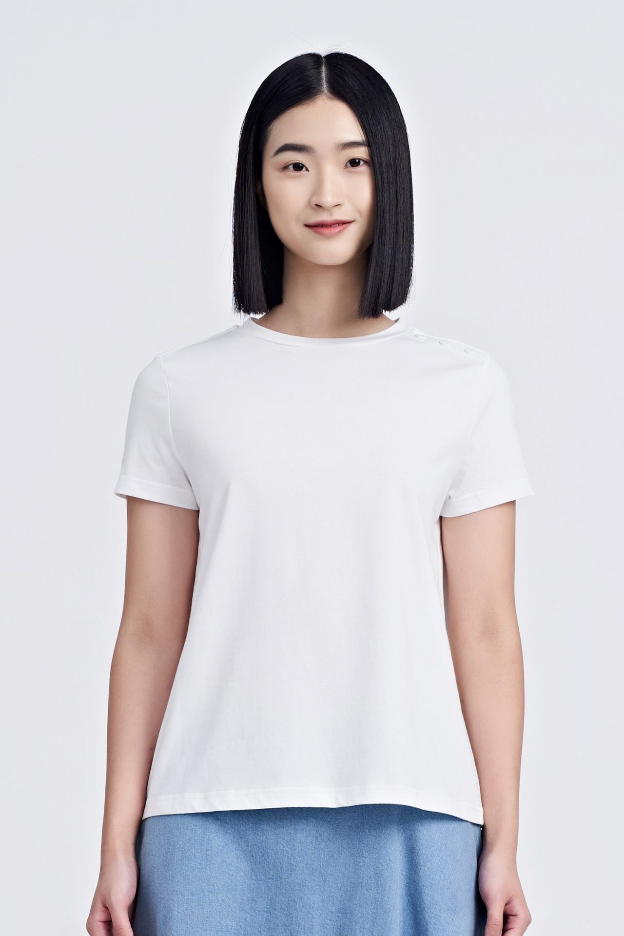 Shoulder Button Tee - Cream