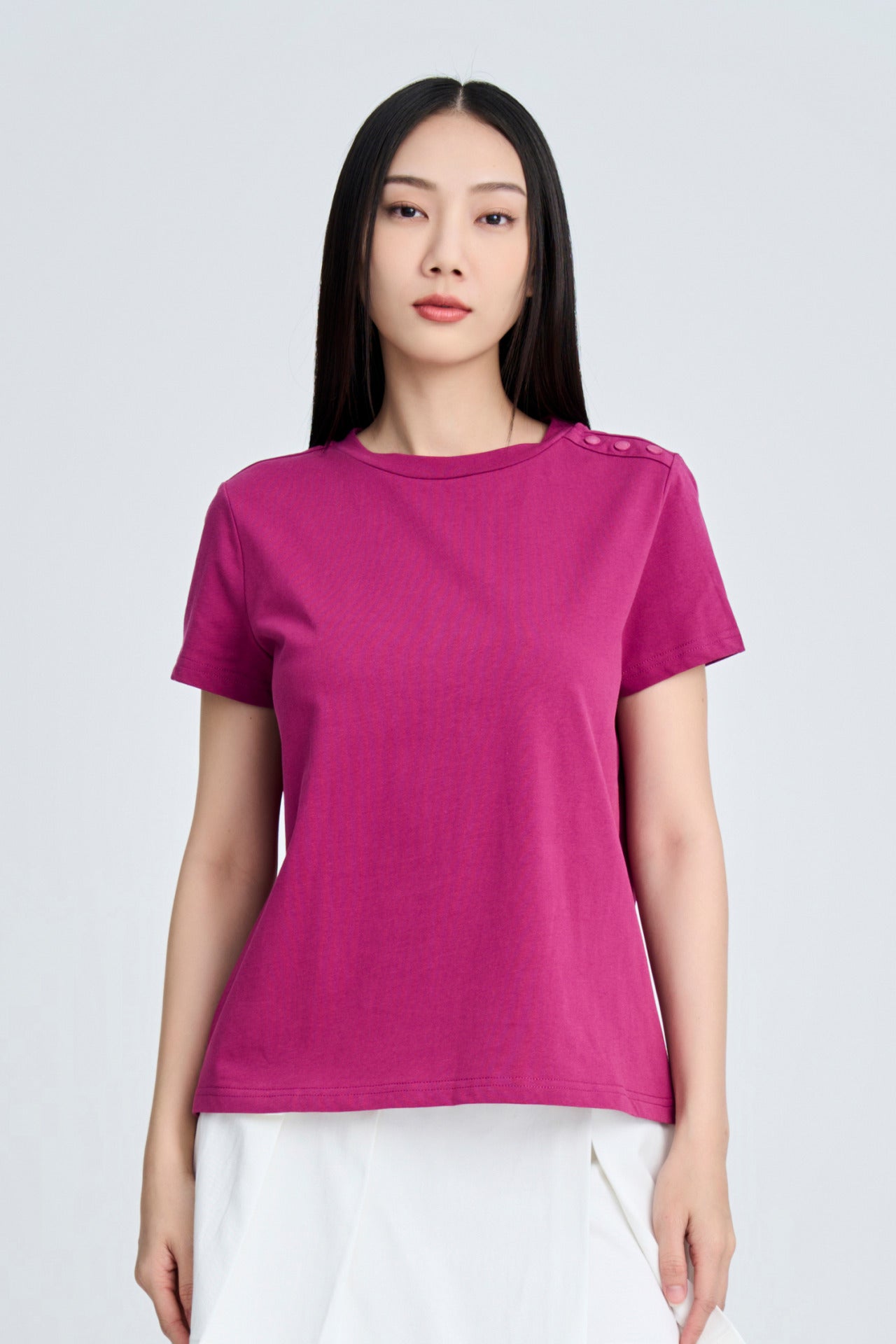 Shoulder Button Tee - Plum