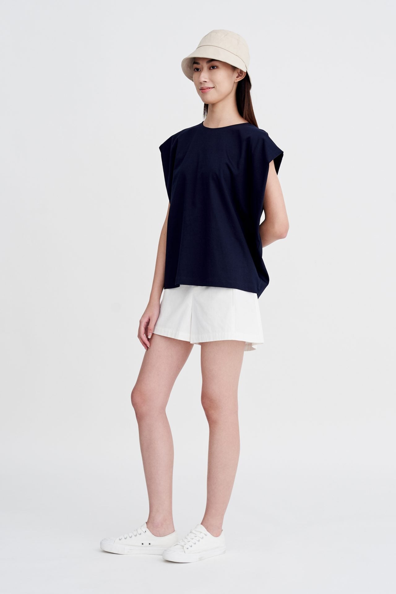 Wide Cut Tee - Navy