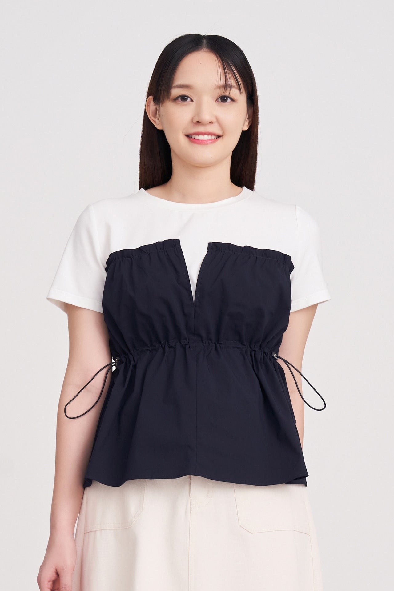 Draw Waist Top - Navy