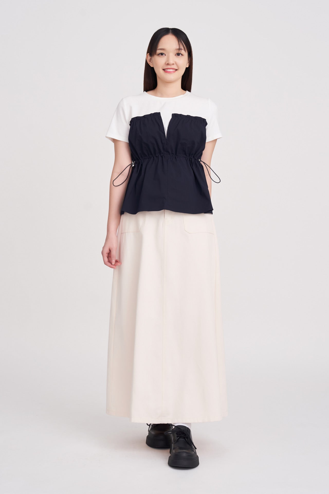 Draw Waist Top - Navy