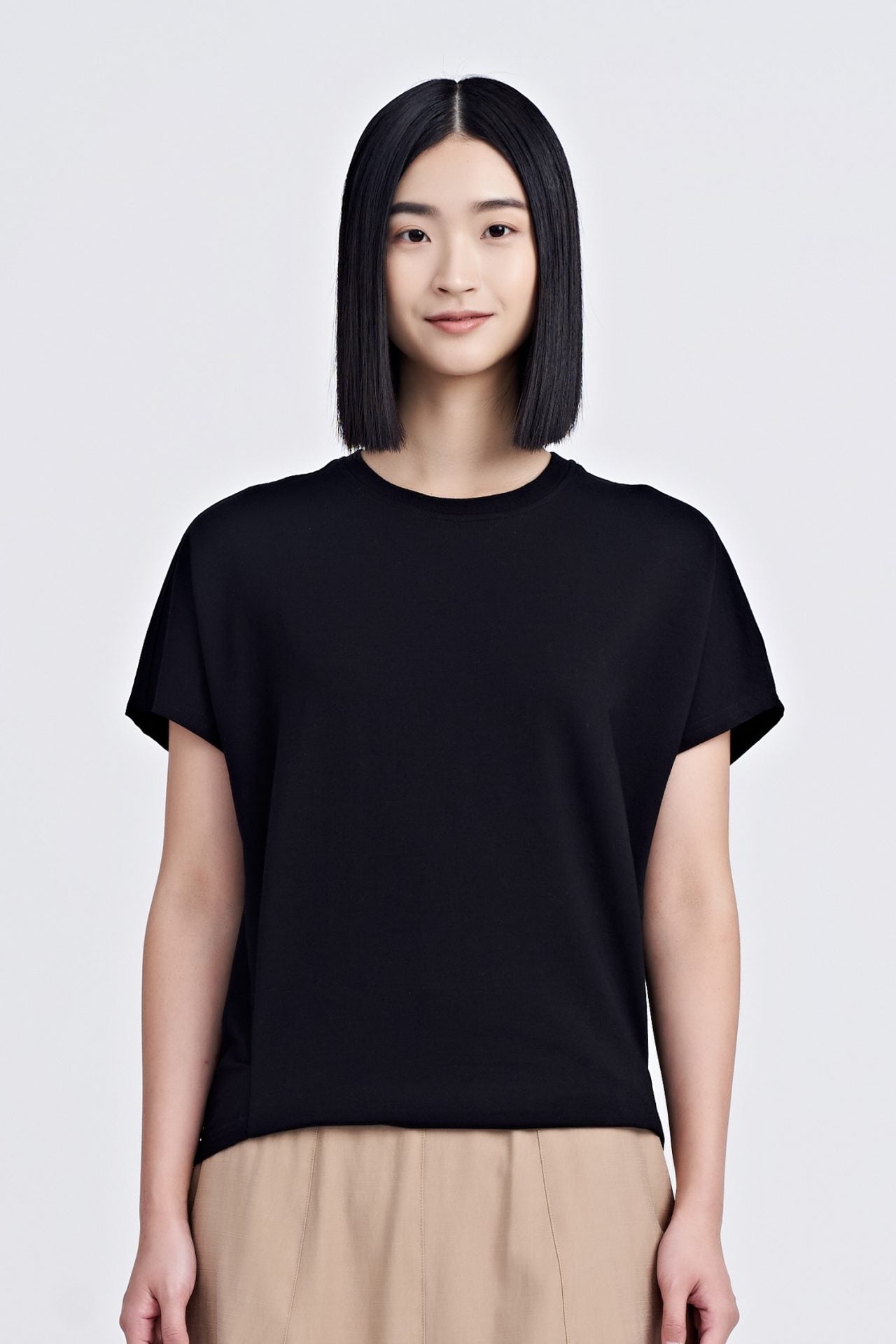 Snap Button Tee - Black