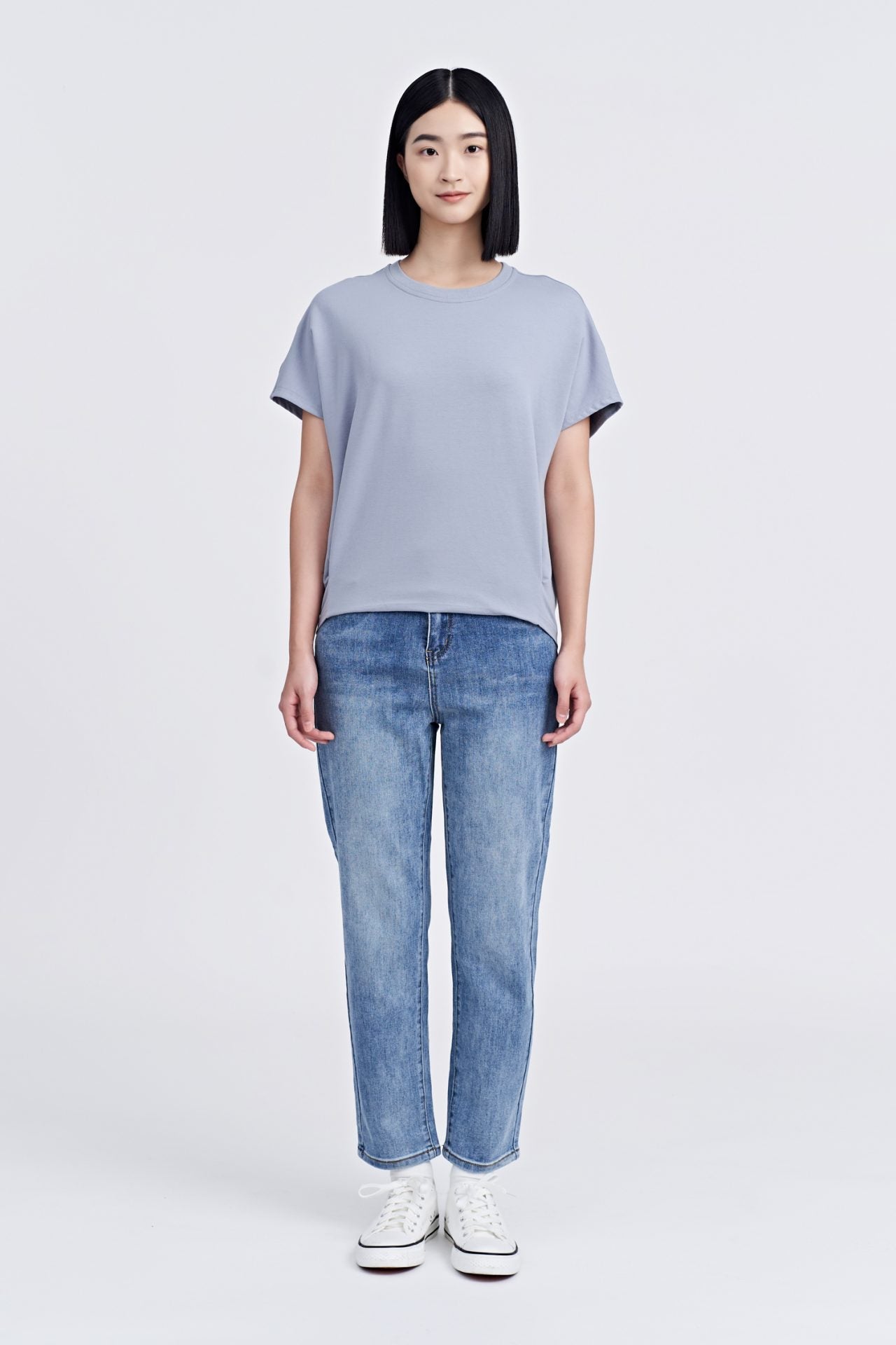 Snap Button Tee - Dusty Blue