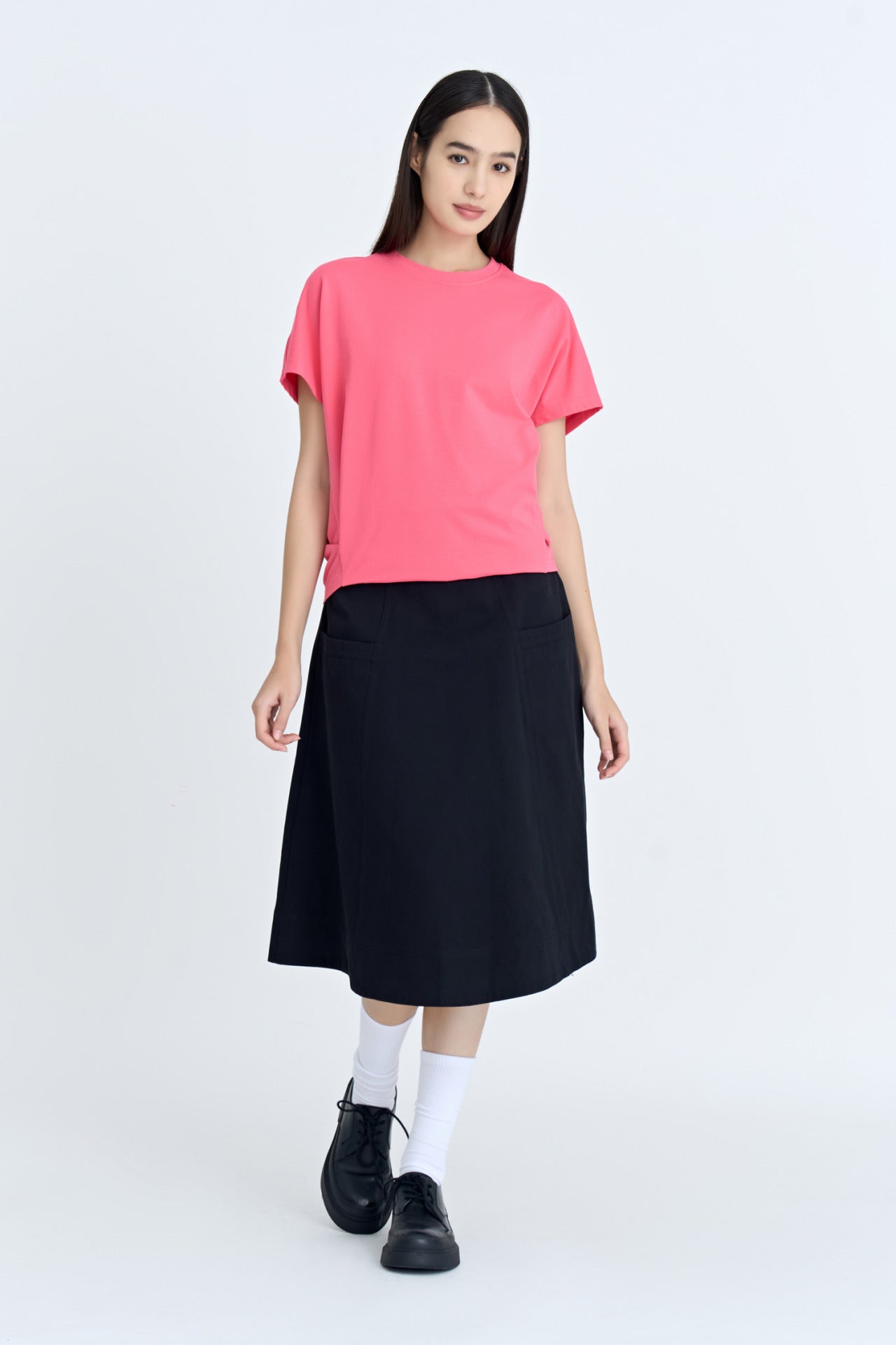 Snap Button Tee - Rose