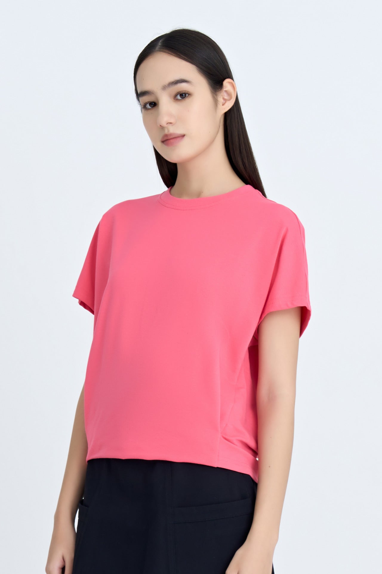 Snap Button Tee - Rose