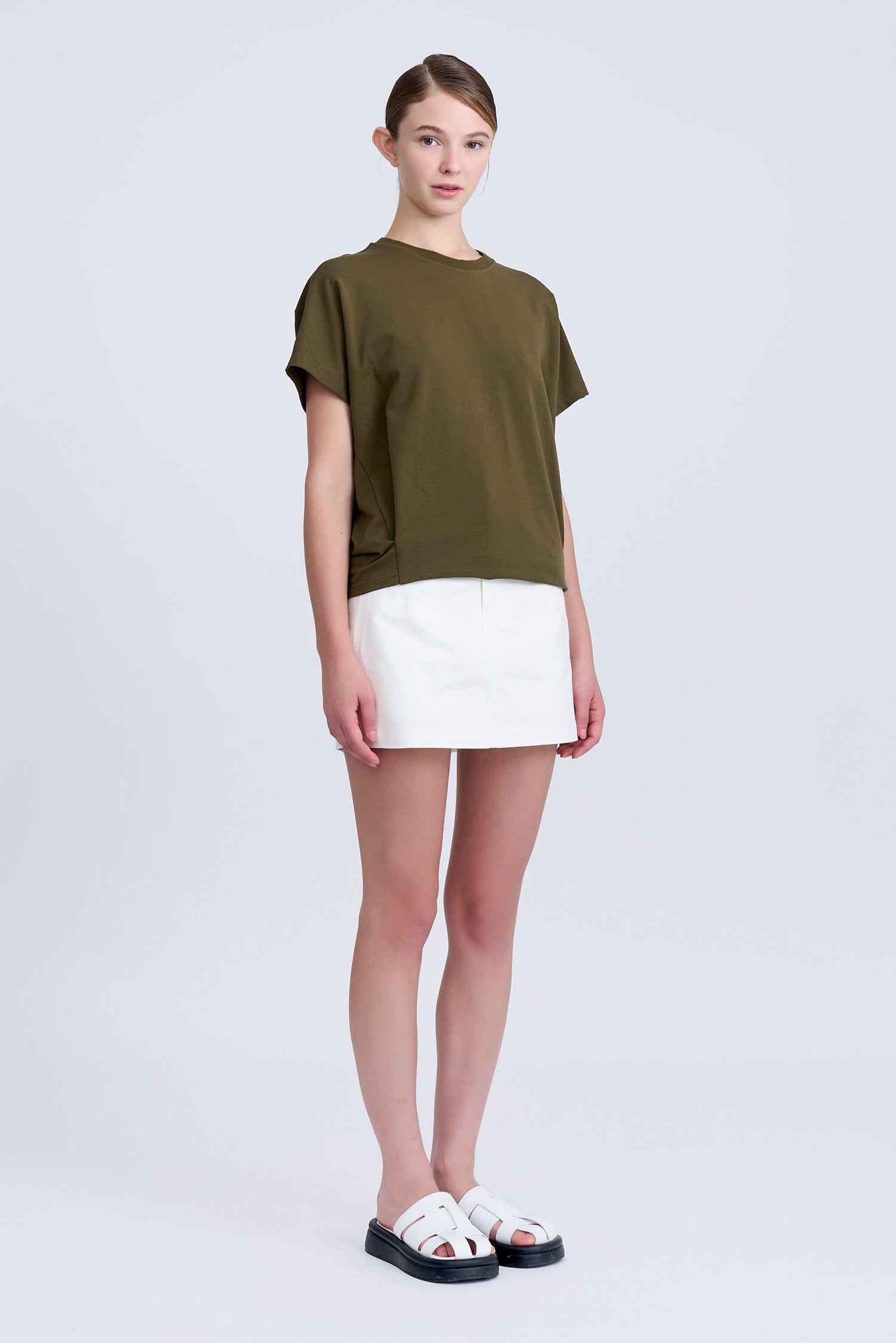 Snap Button Tee - Army Green