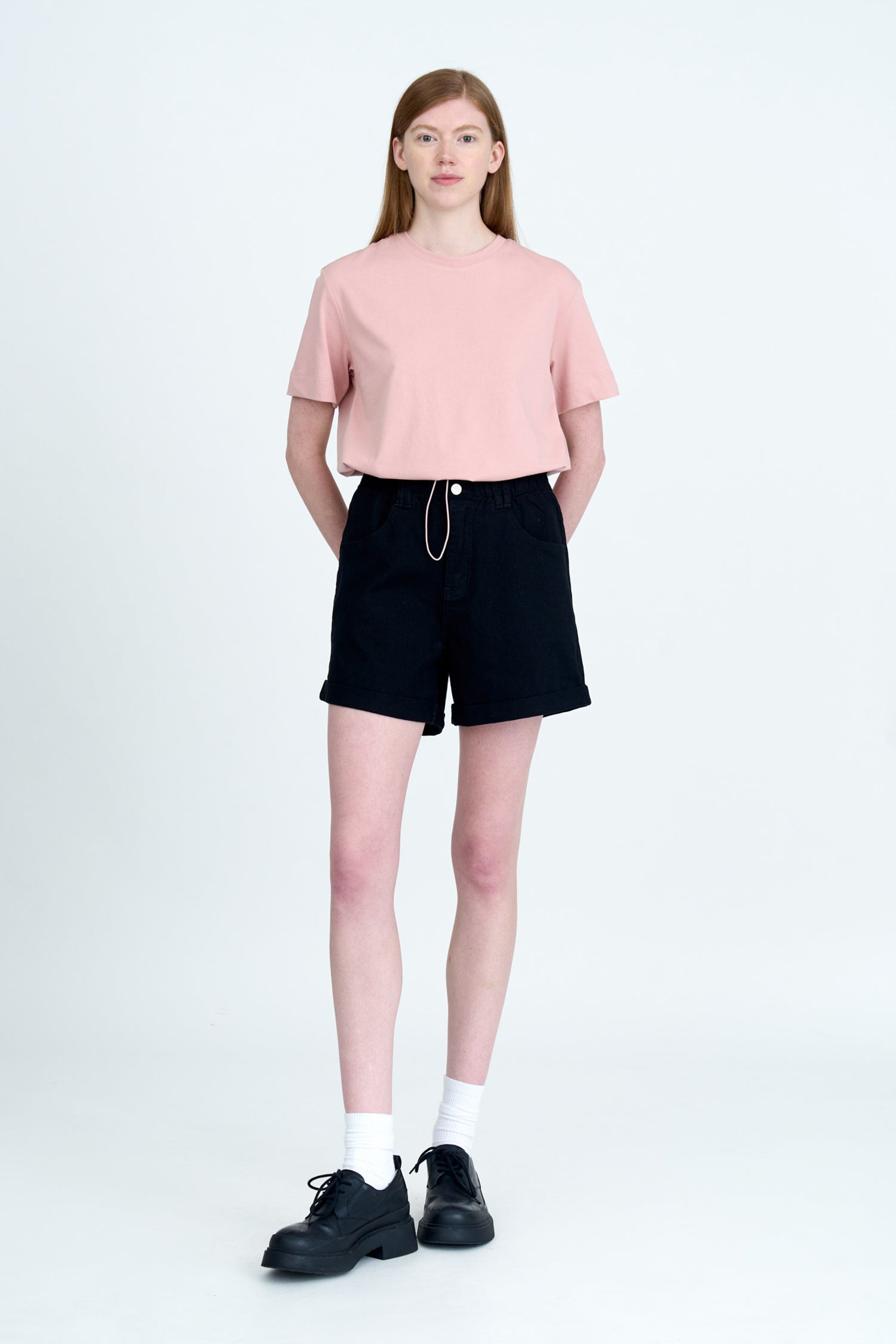 Short Sleeve Drawcord Tee - Blush