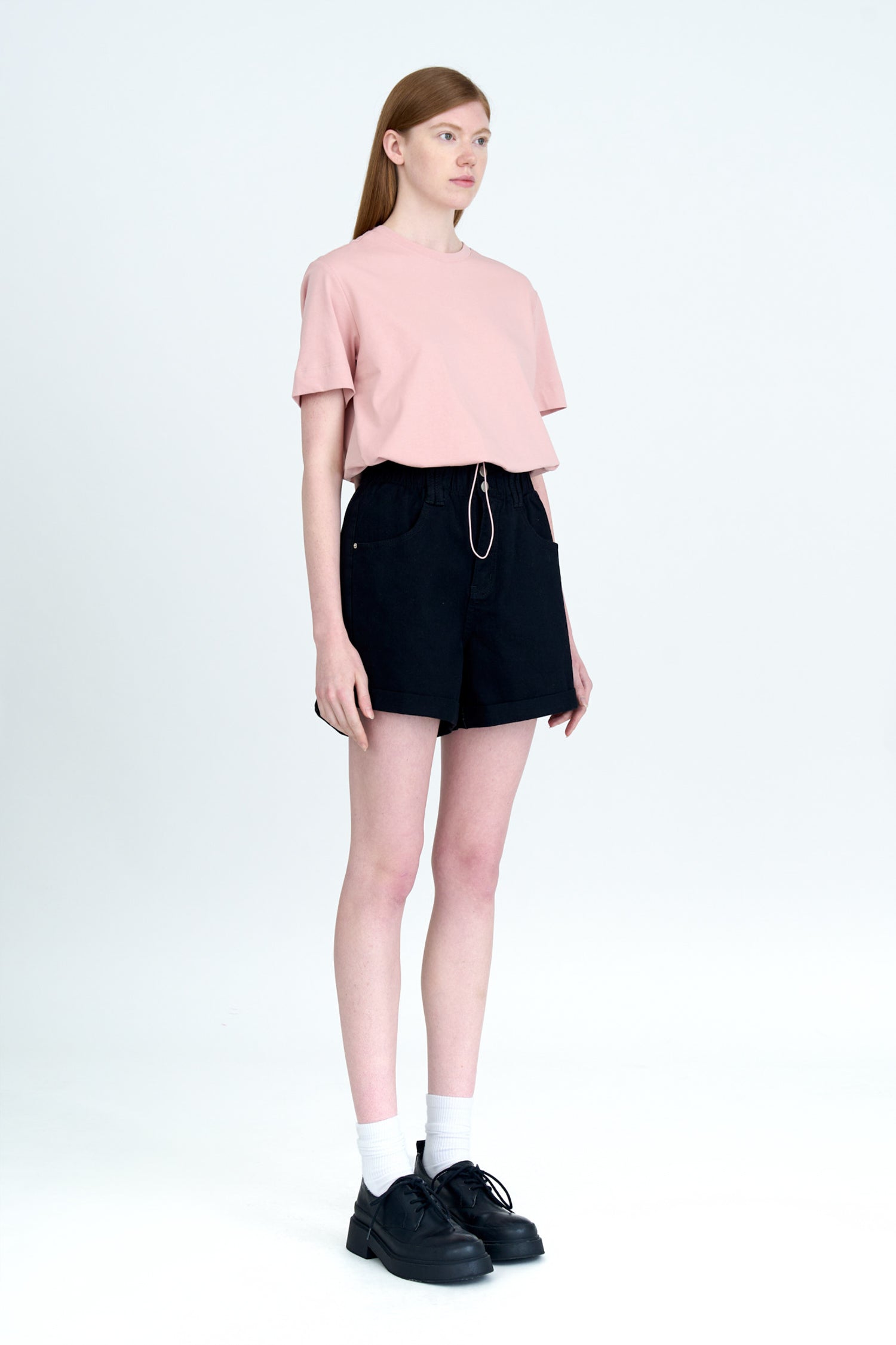 Short Sleeve Drawcord Tee - Blush