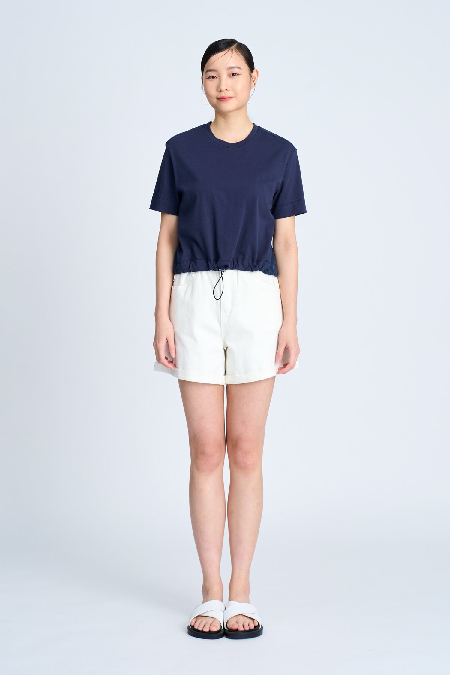 Short Sleeve Drawcord Tee - Navy